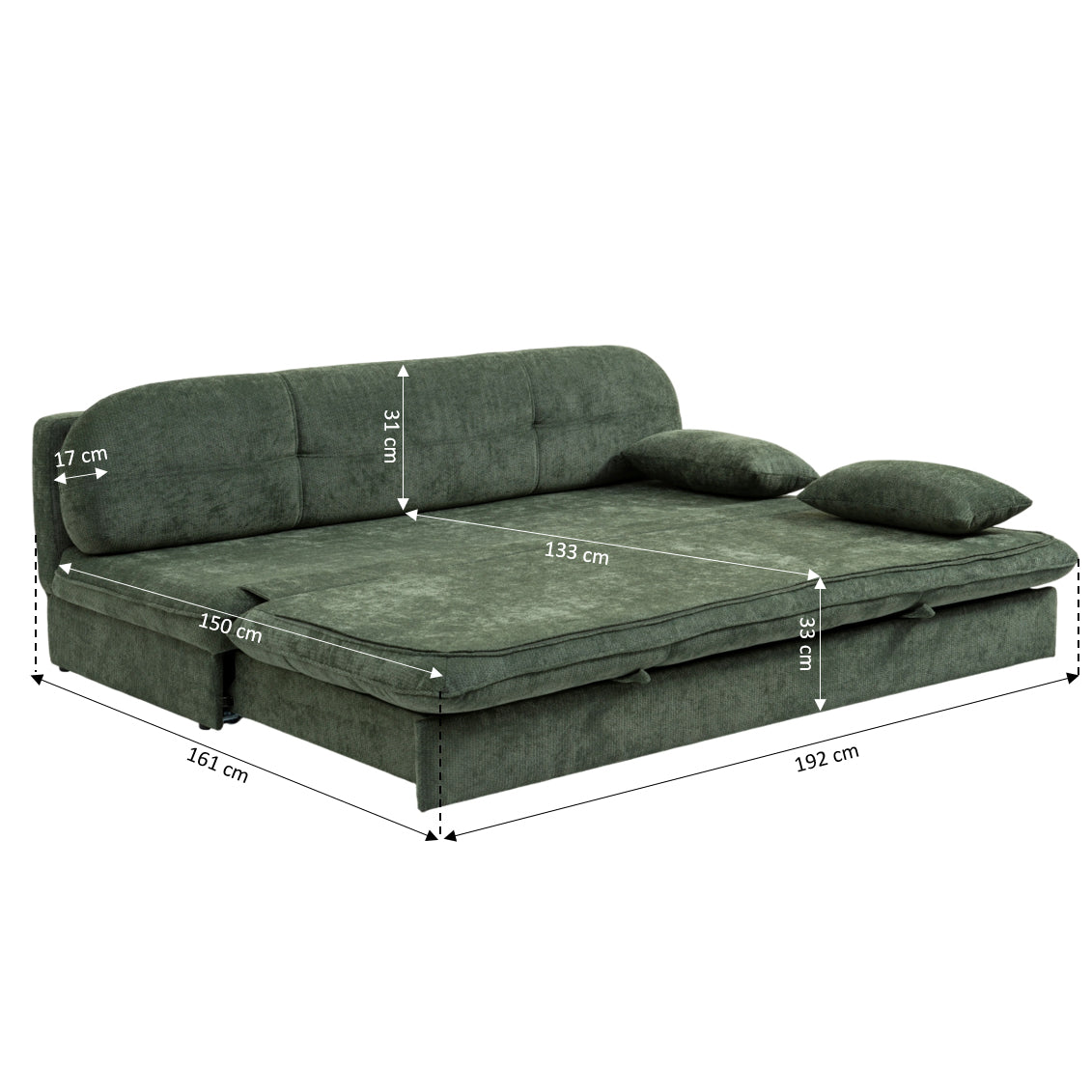 CILA Upholstered Sofa Bench – Green