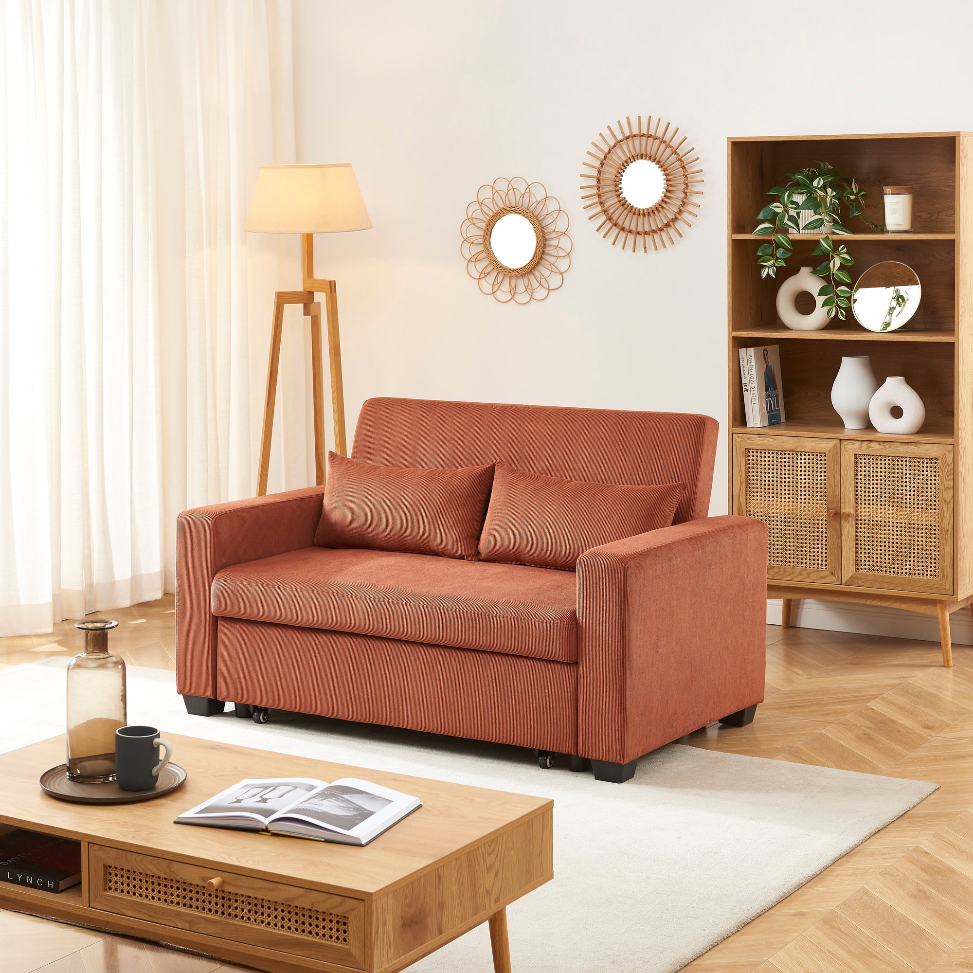 EVA 67" Convertible Sofa Bed - Terracotta