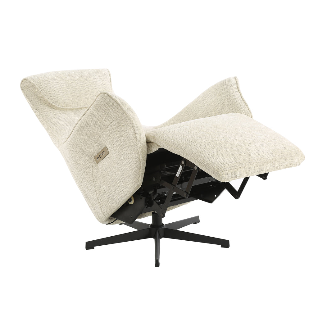 Electric Recliner Swivel Armchair Cochyre 1 Seater Fabric Light – Beige