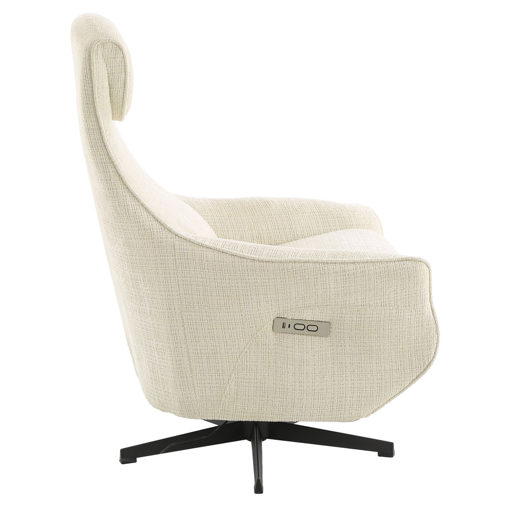 Electric Recliner Swivel Armchair Cochyre 1 Seater Fabric Light – Beige