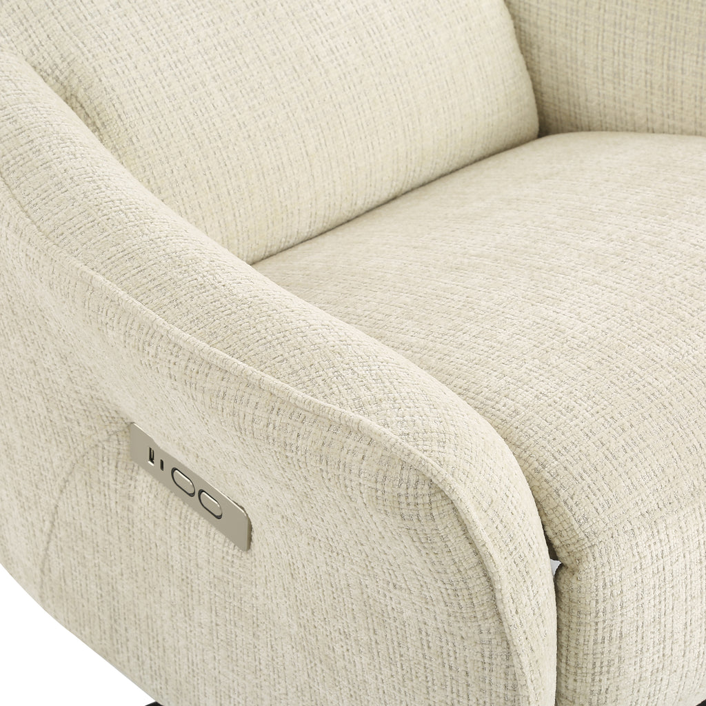 Electric Recliner Swivel Armchair Cochyre 1 Seater Fabric Light – Beige
