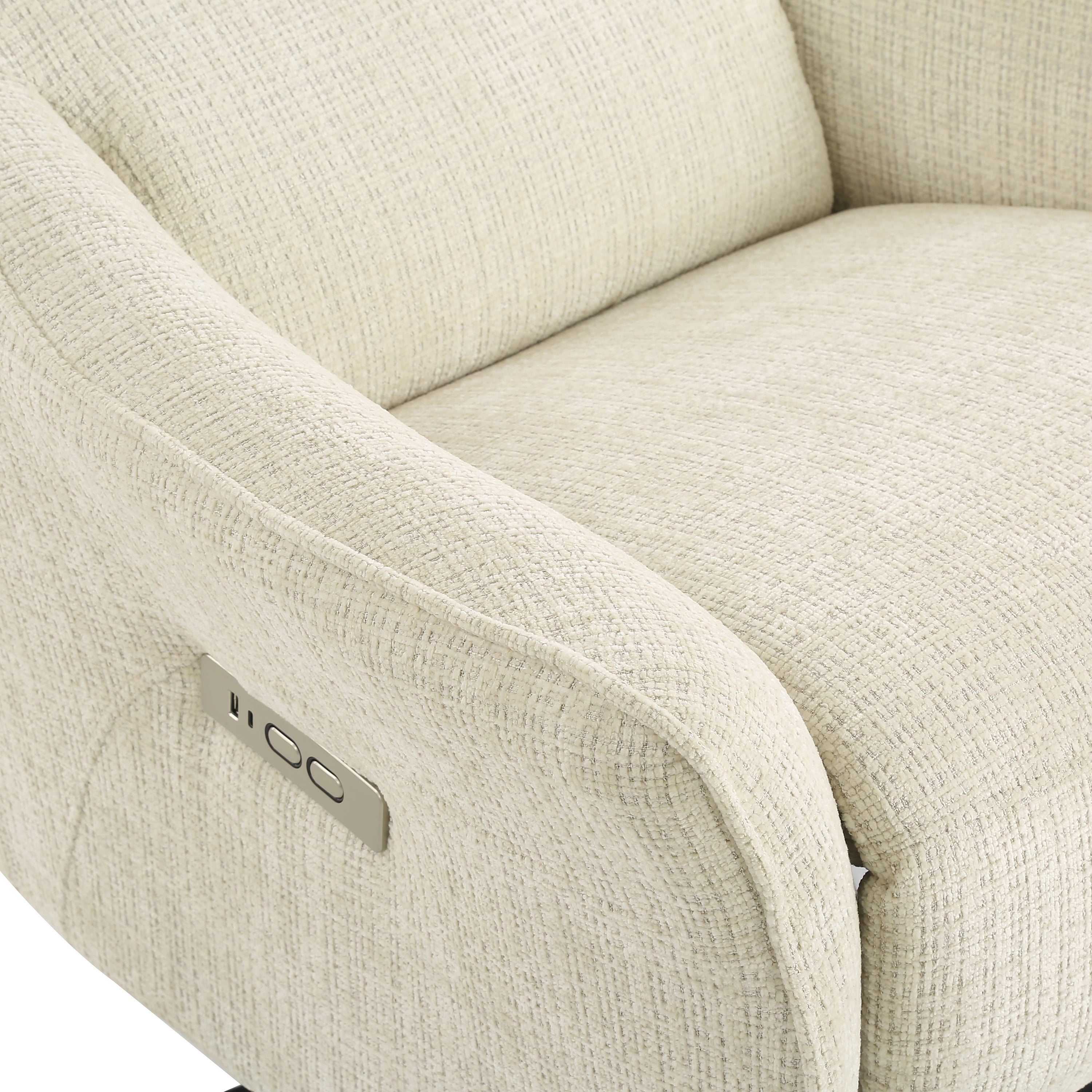 Electric Recliner Swivel Armchair Cochyre 1 Seater Fabric Light – Beige