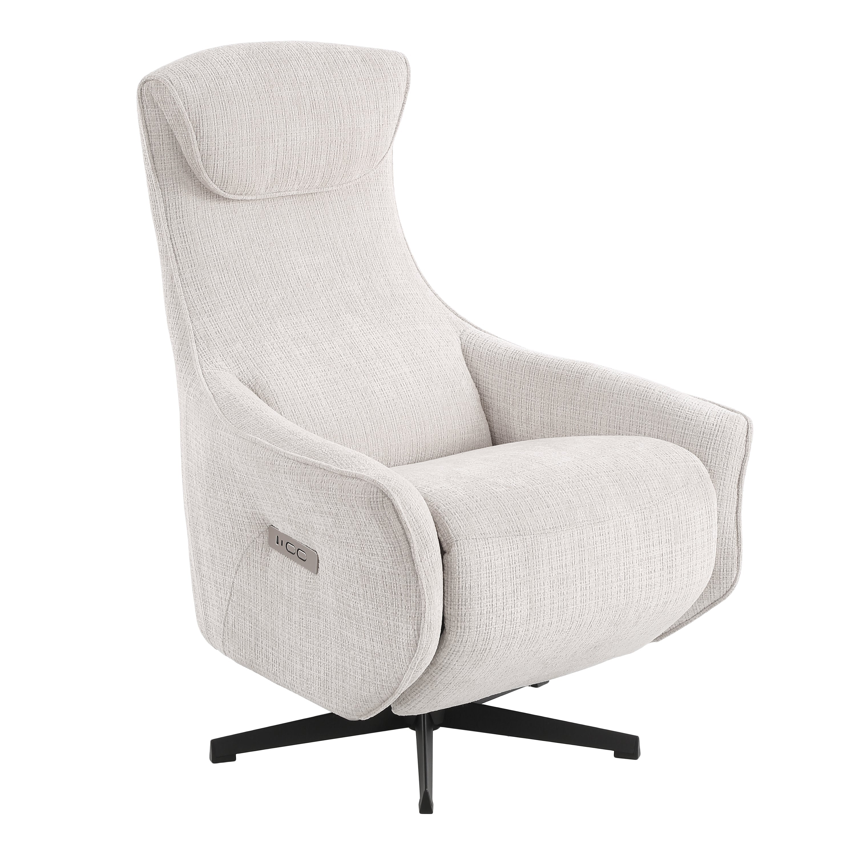 Electric Recliner Swivel Armchair Cochyre 1 Seater Fabric Light – Grey