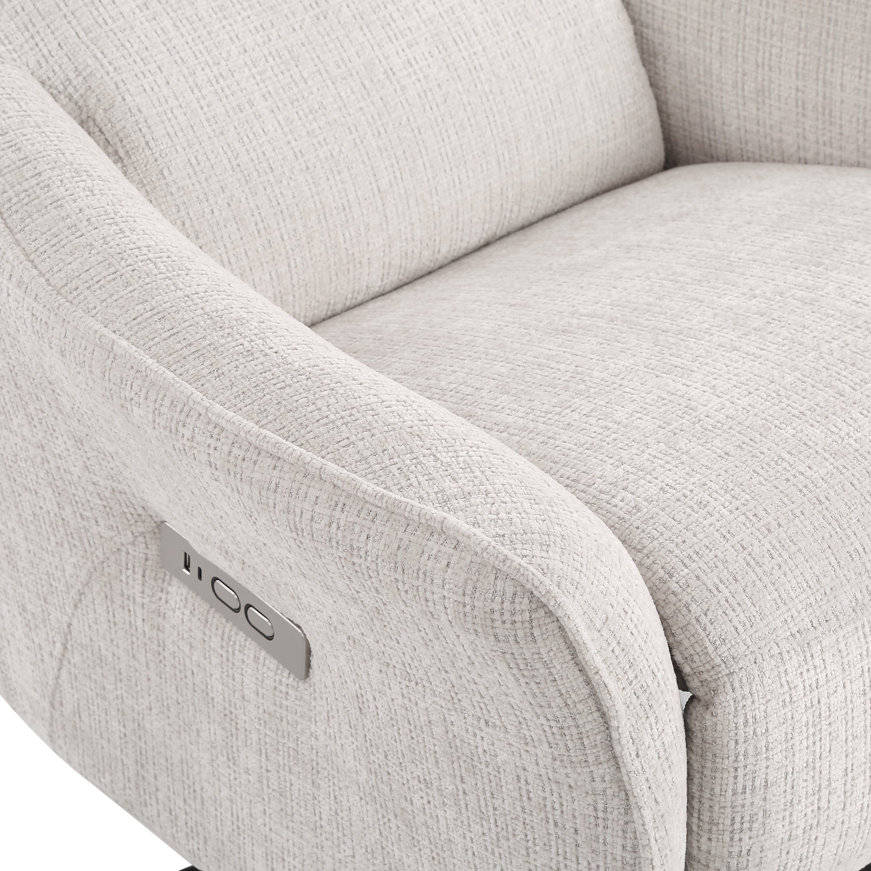Electric Recliner Swivel Armchair Cochyre 1 Seater Fabric Light – Grey