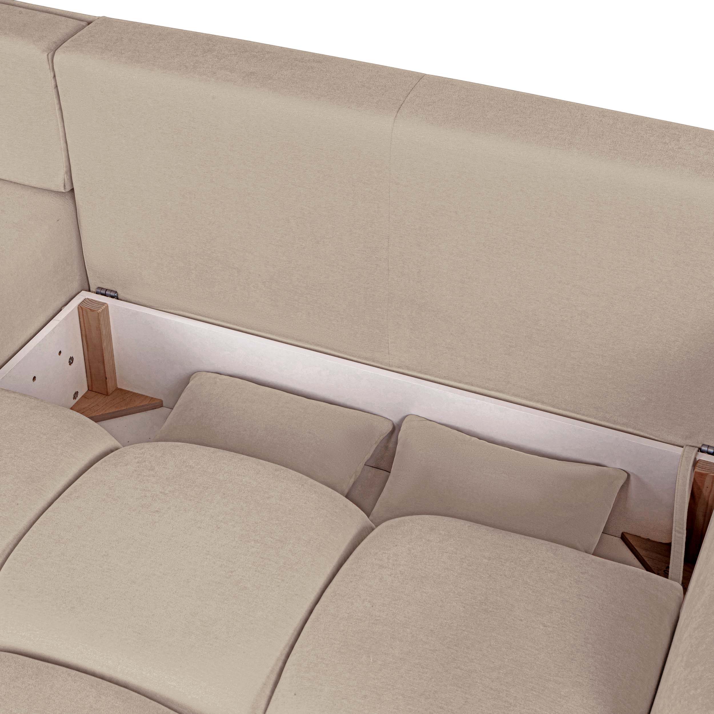 COMO Fabric Convertible Straight Sofa – Greige
