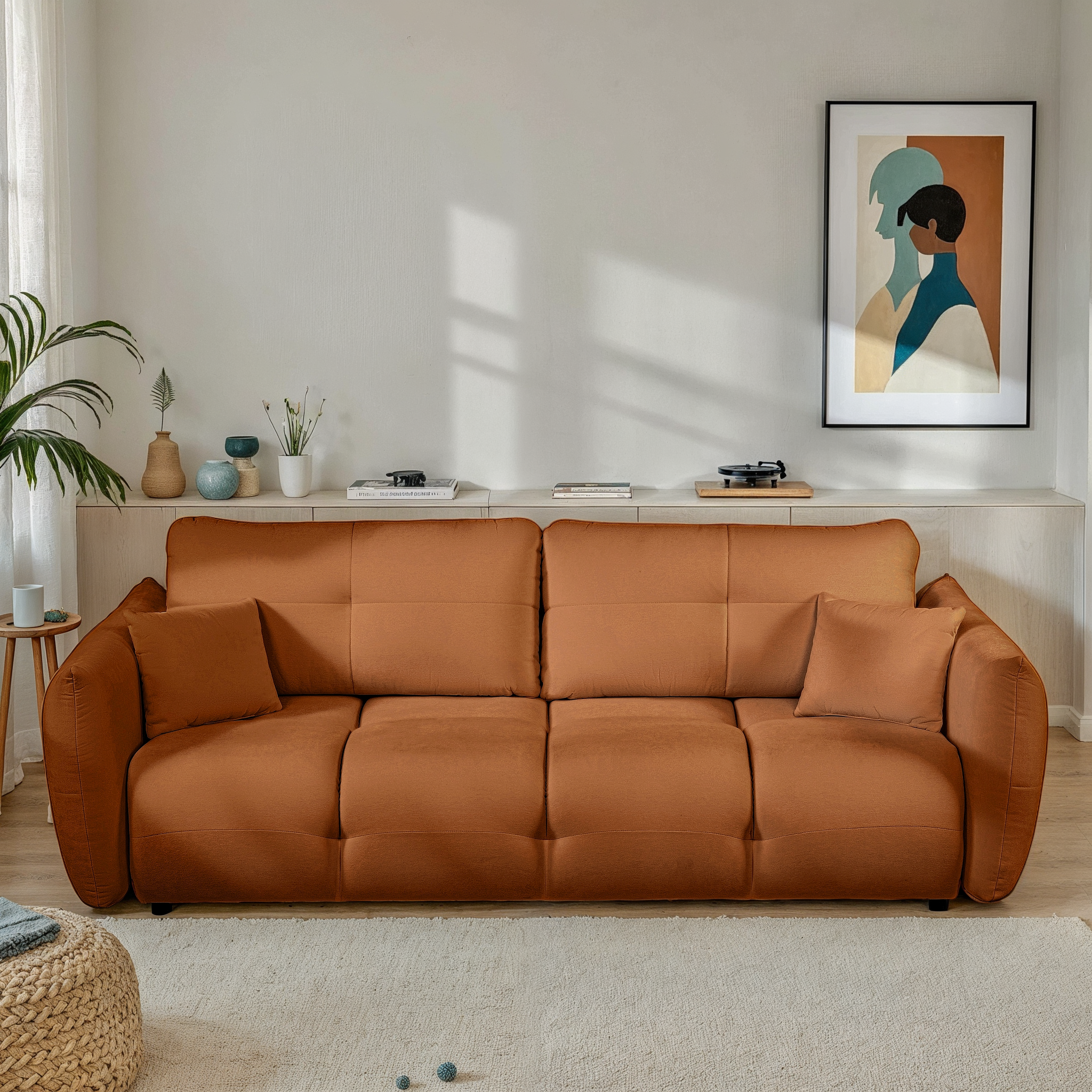 COMO 96.5'' 3-Seater Convertible Sofa Bed - Terracotta