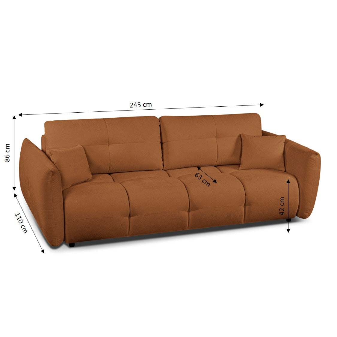 COMO 96.5'' 3-Seater Convertible Sofa Bed - Terracotta