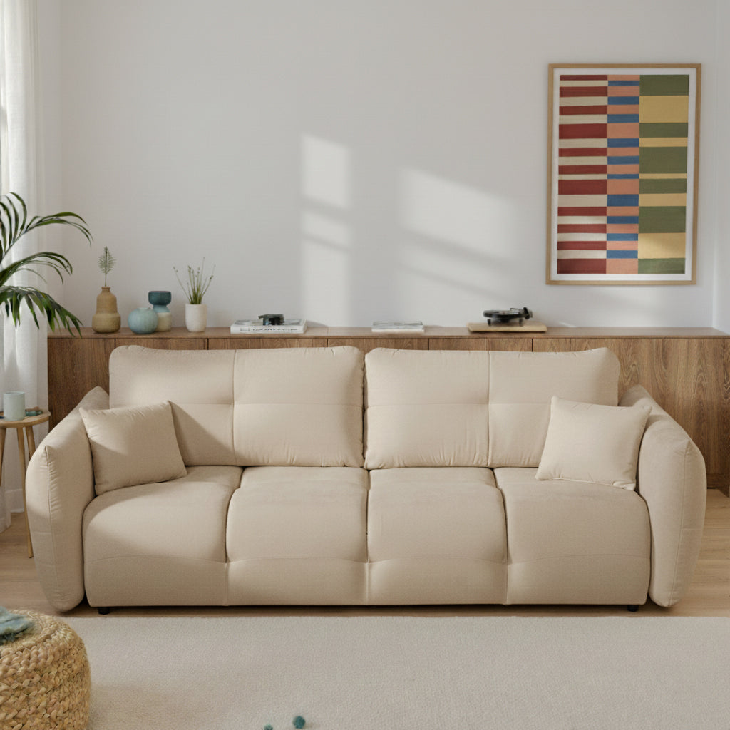 COMO Fabric Convertible Straight Sofa – Greige