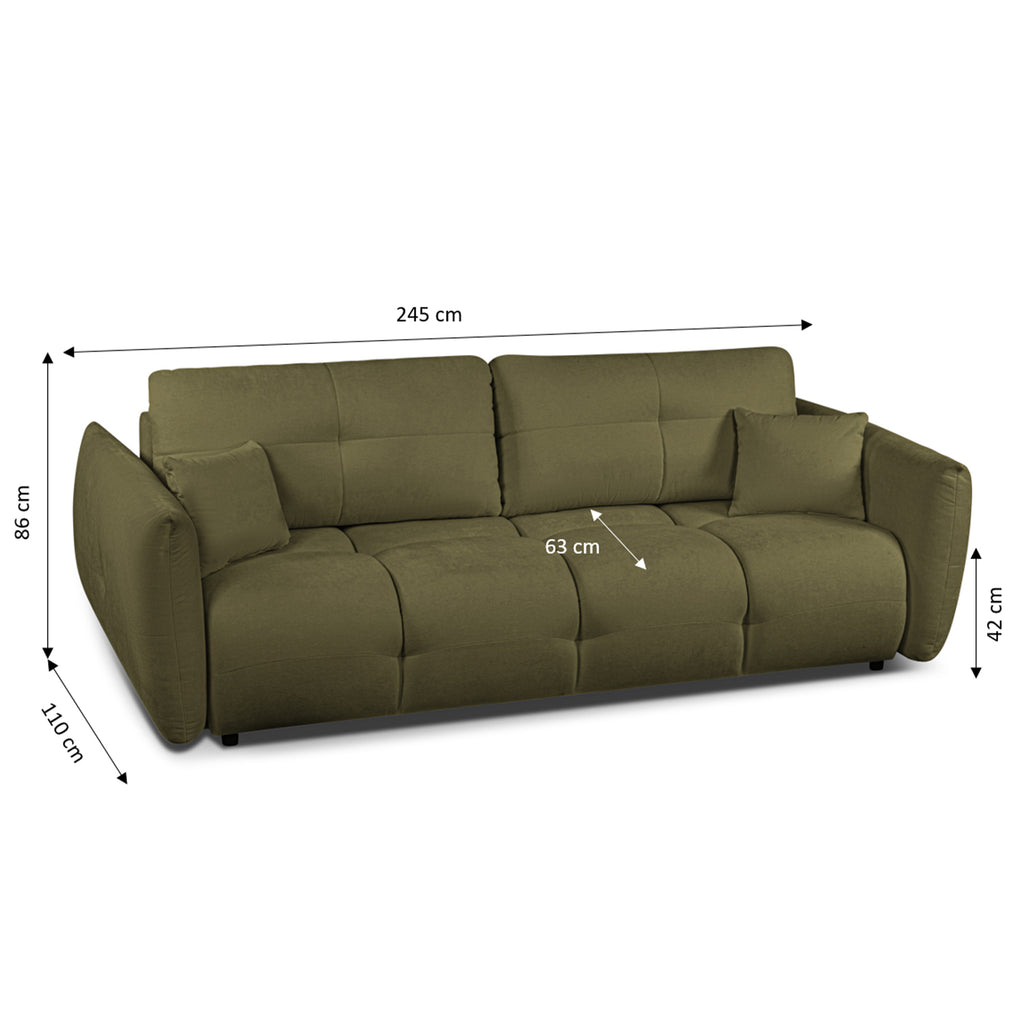 COMO 96.5'' 3-Seater Convertible Sofa Bed - Green