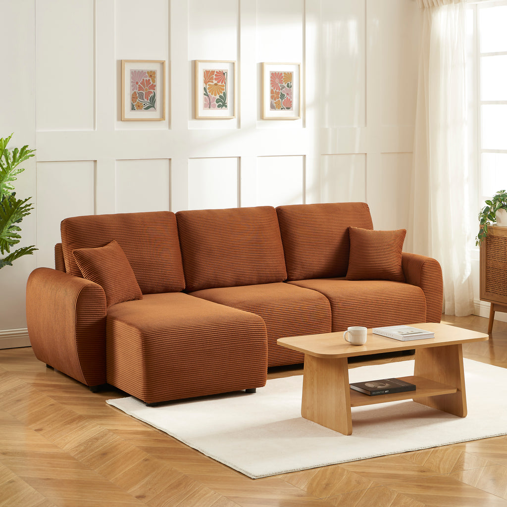 DANILO Fabric Corner Sofa – Terracotta