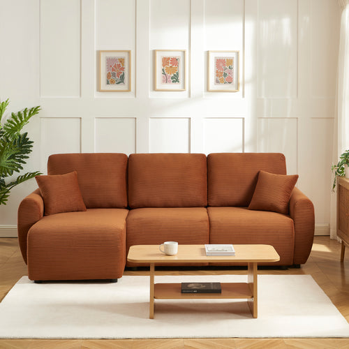 DANILO Fabric Corner Sofa – Terracotta