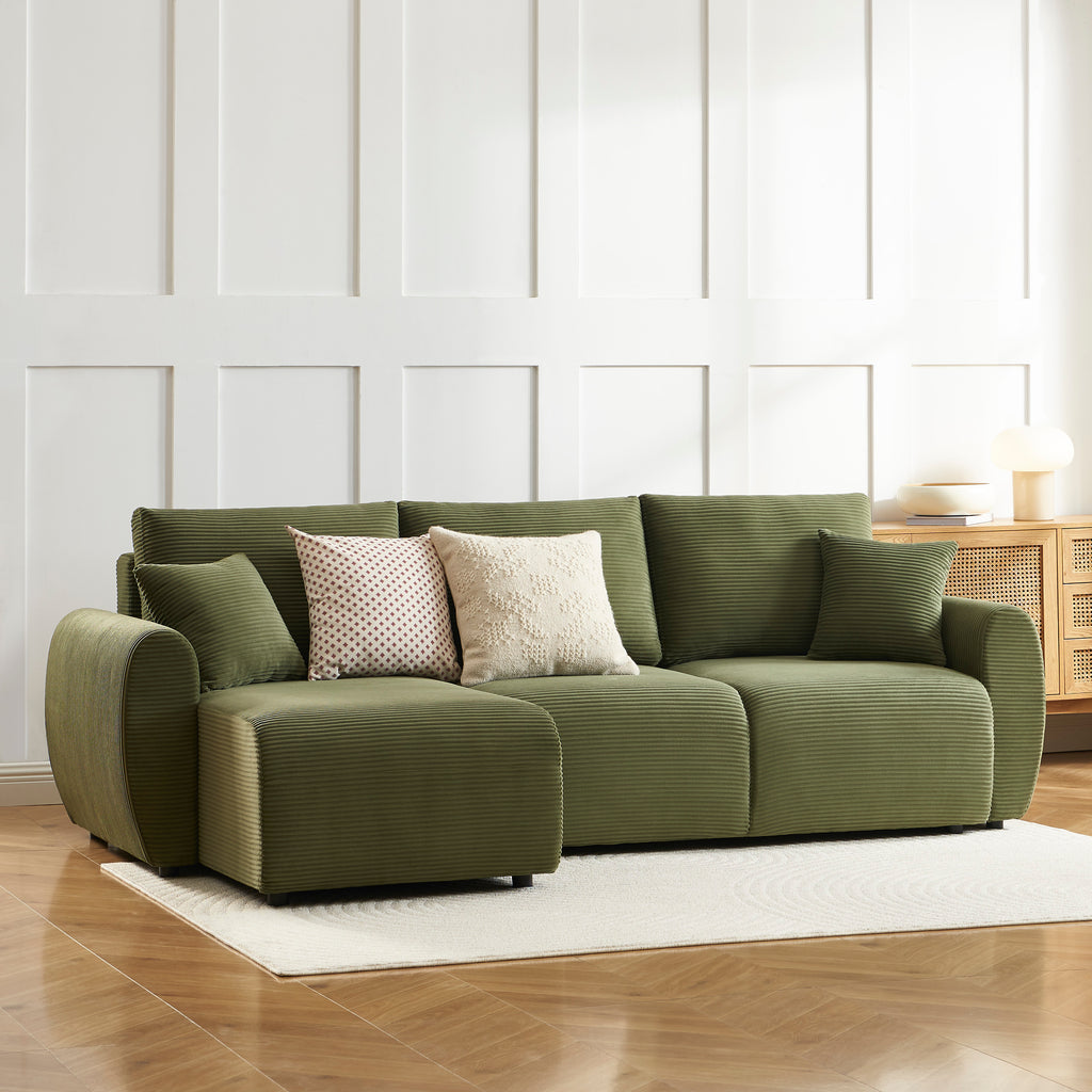 DANILO 98" Reversible Convertible Sectional Sofa - Green