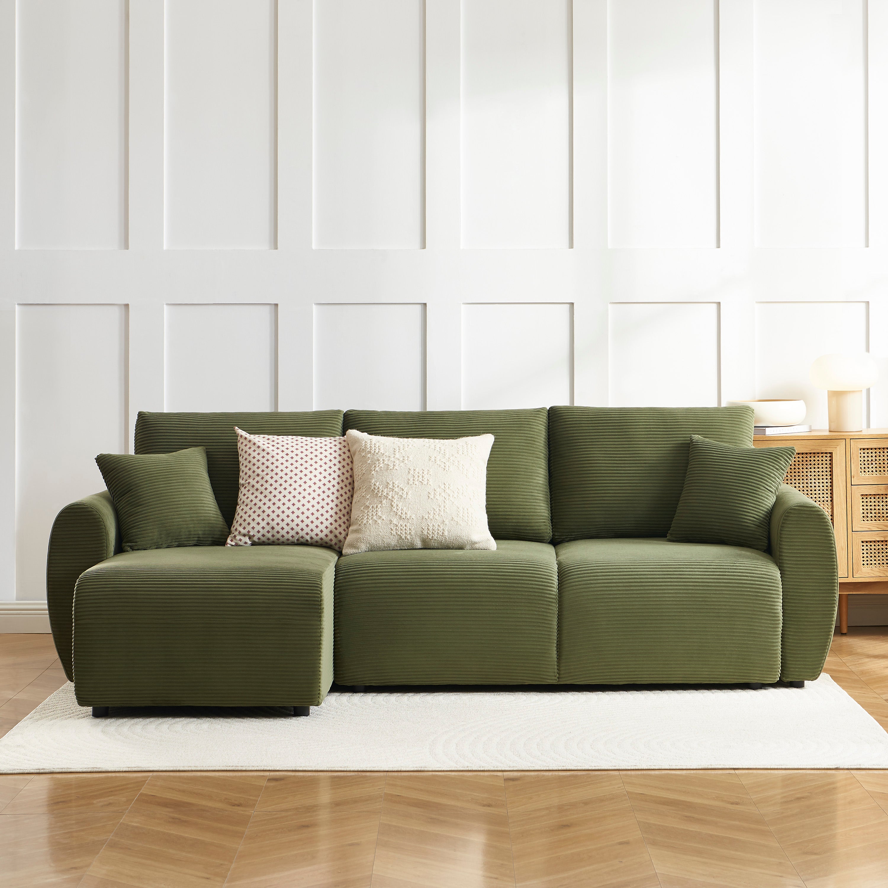 DANILO 98" Reversible Convertible Sectional Sofa - Green