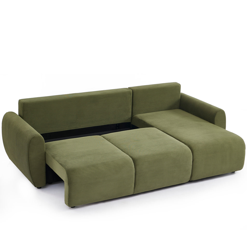 DANILO 98" Reversible Convertible Sectional Sofa - Green