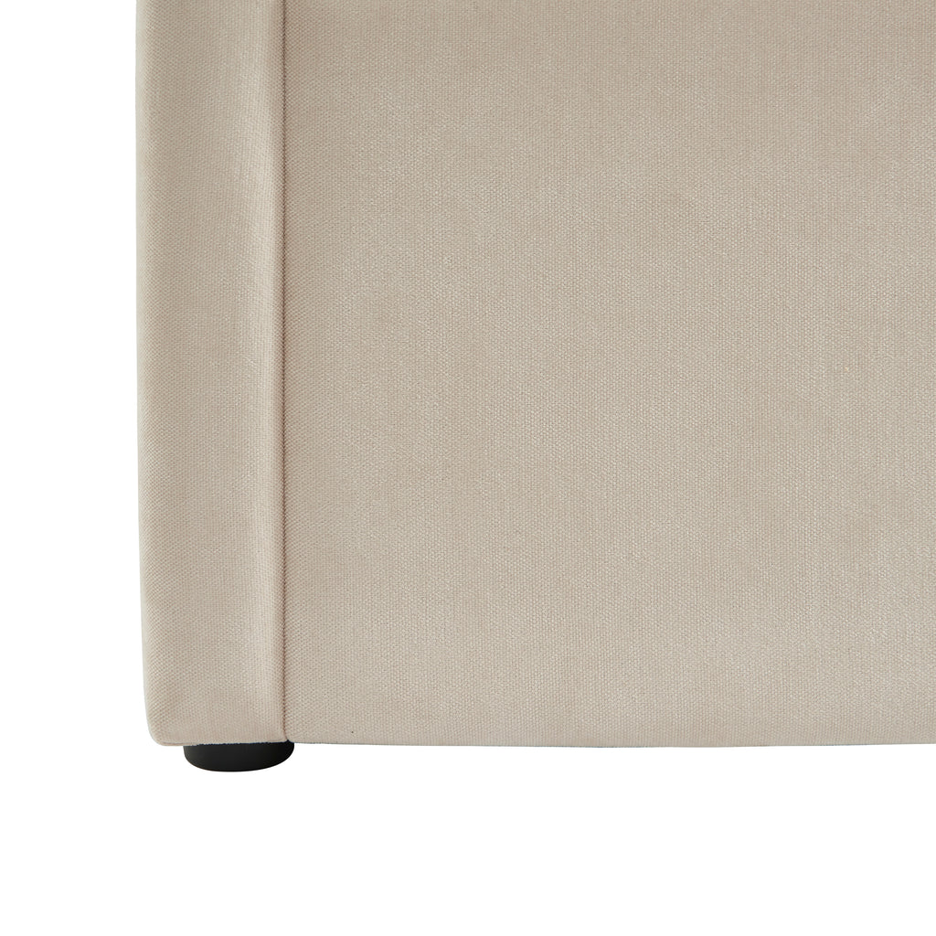 DARIO Upholstered Storage Bed with Slatted Base – Beige