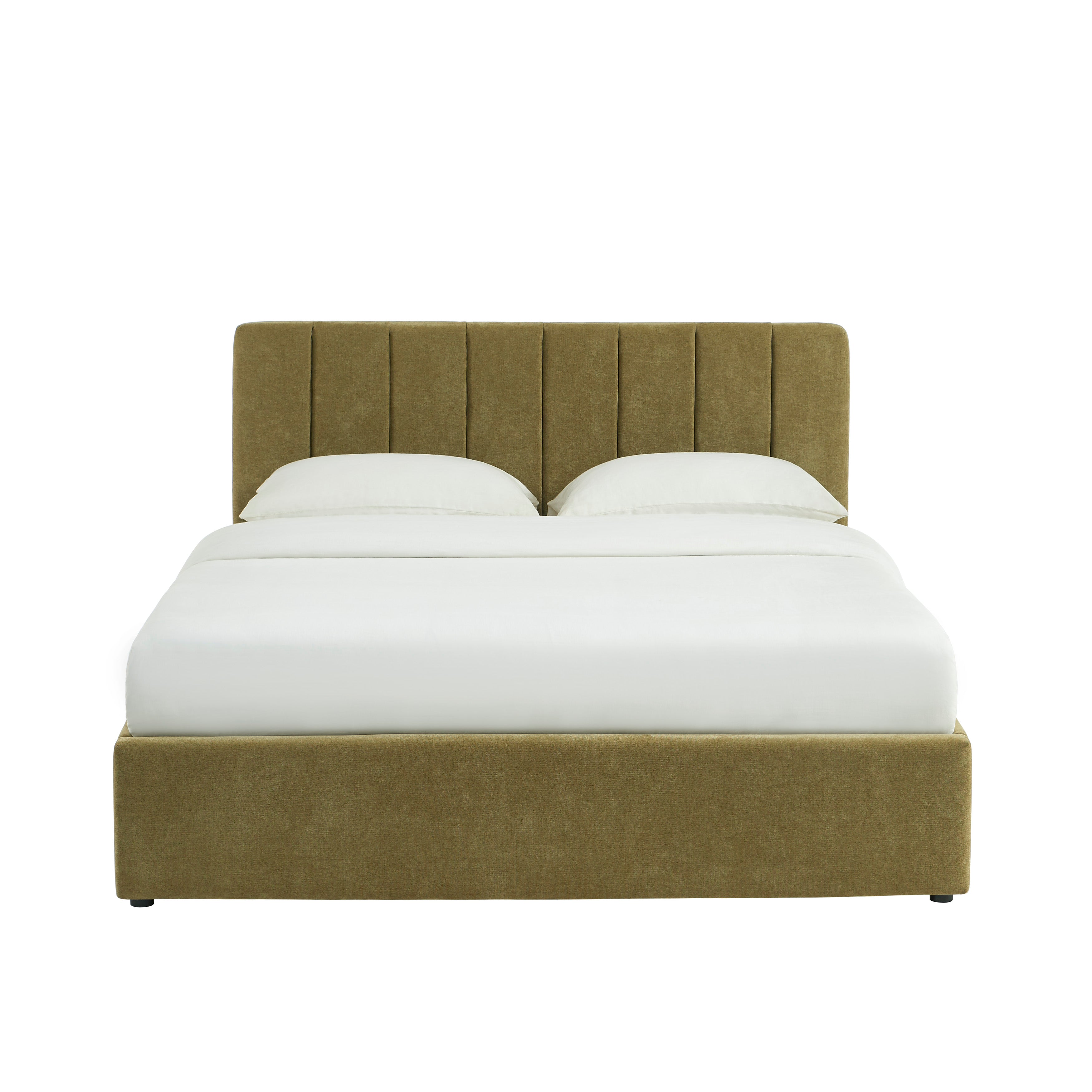 DARIO Upholstered Storage Bed with Slatted Base – Green