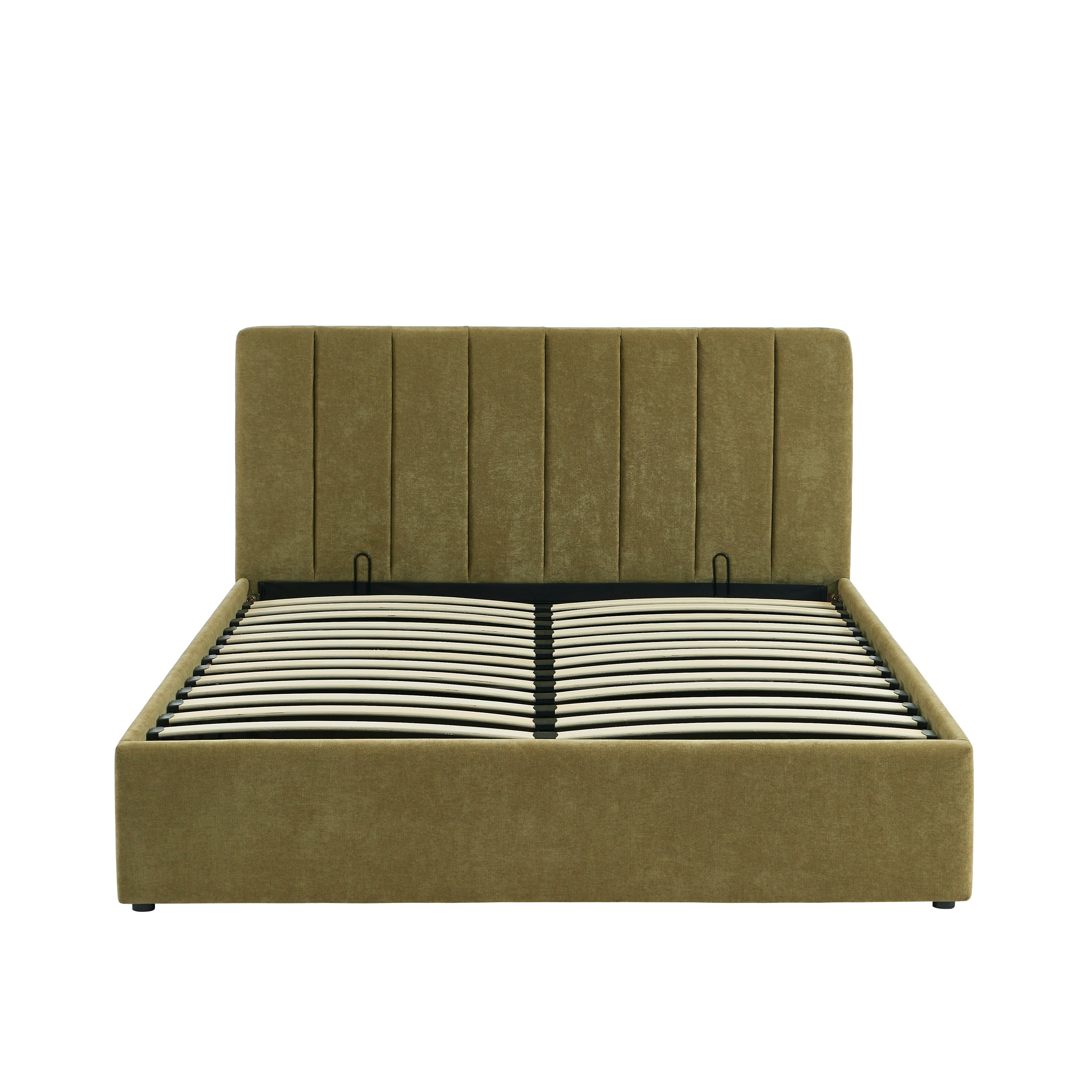 DARIO Upholstered Storage Bed with Slatted Base – Green