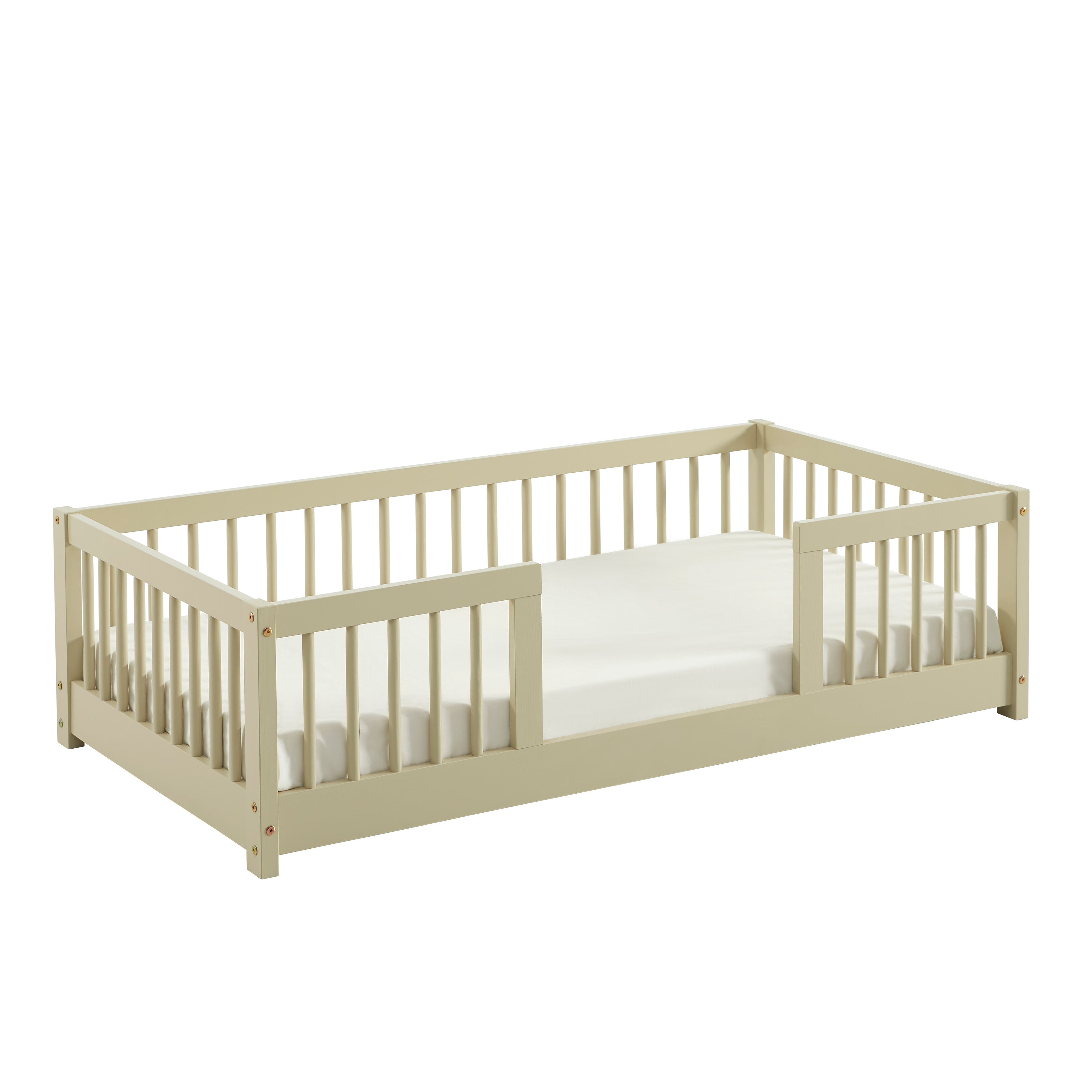 EDEN Kids Bed with Safety Rails 28" x 55" - Beige