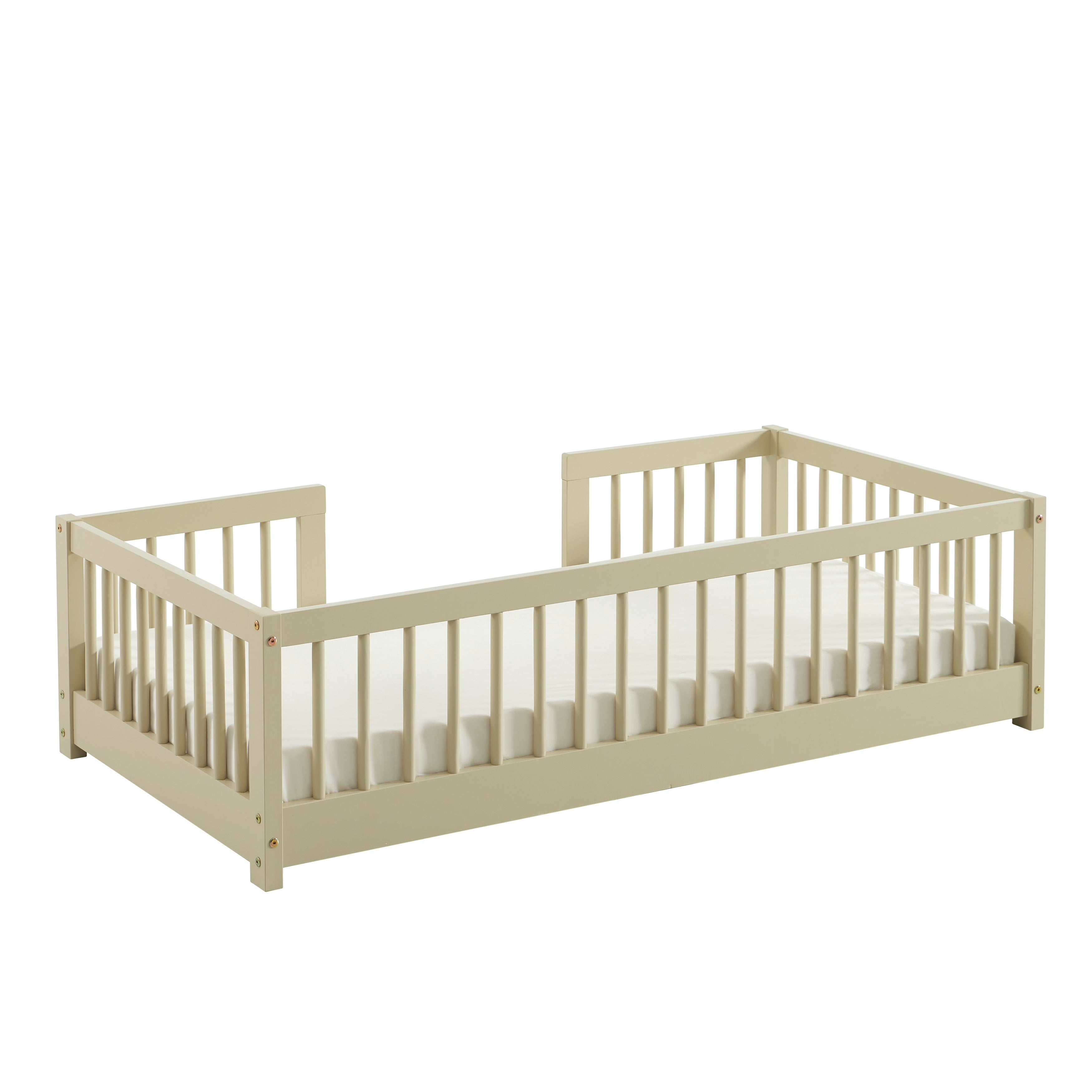 EDEN Kids Bed with Safety Rails 28" x 55" - Beige