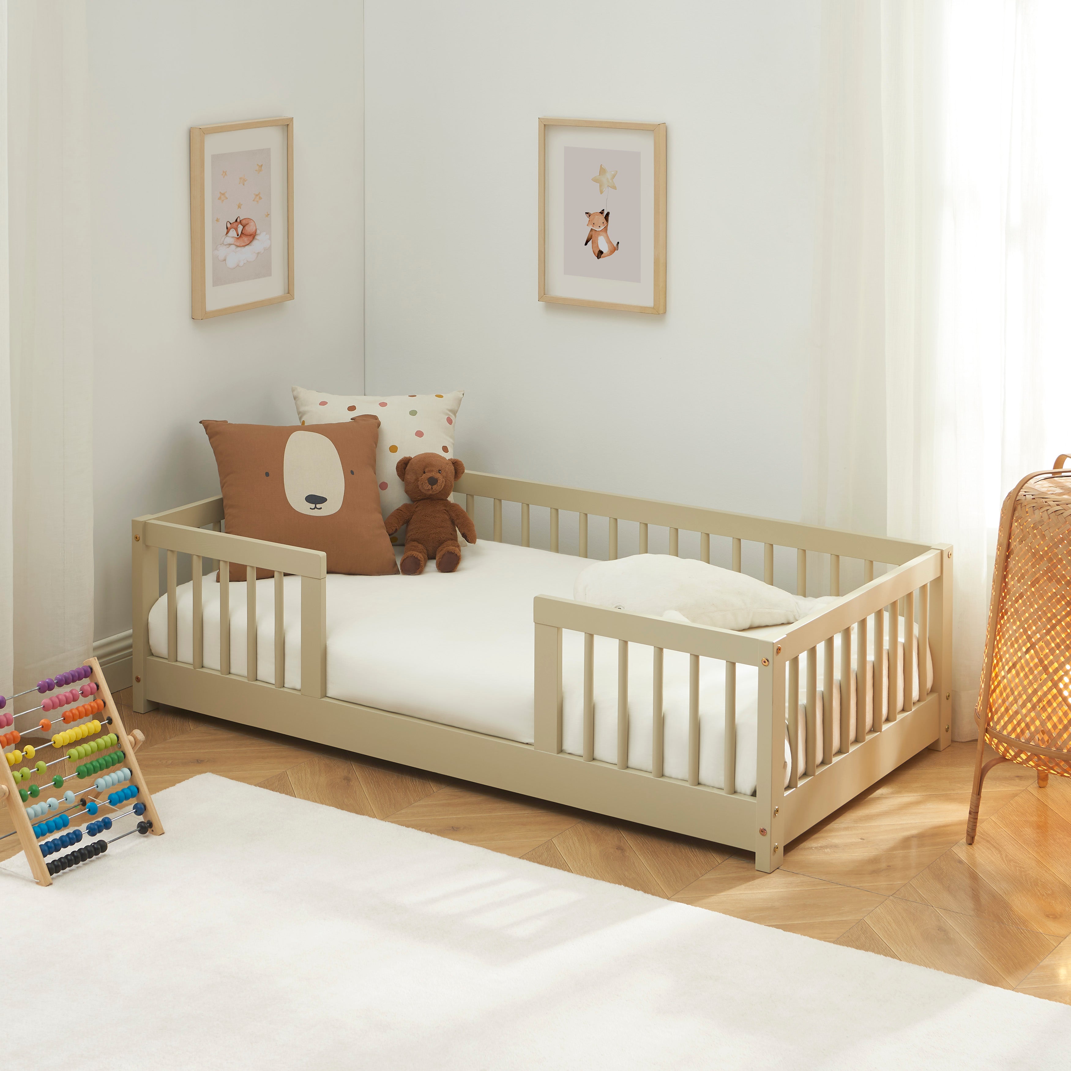 EDEN Kids Bed with Safety Rails 28" x 55"  - Beige