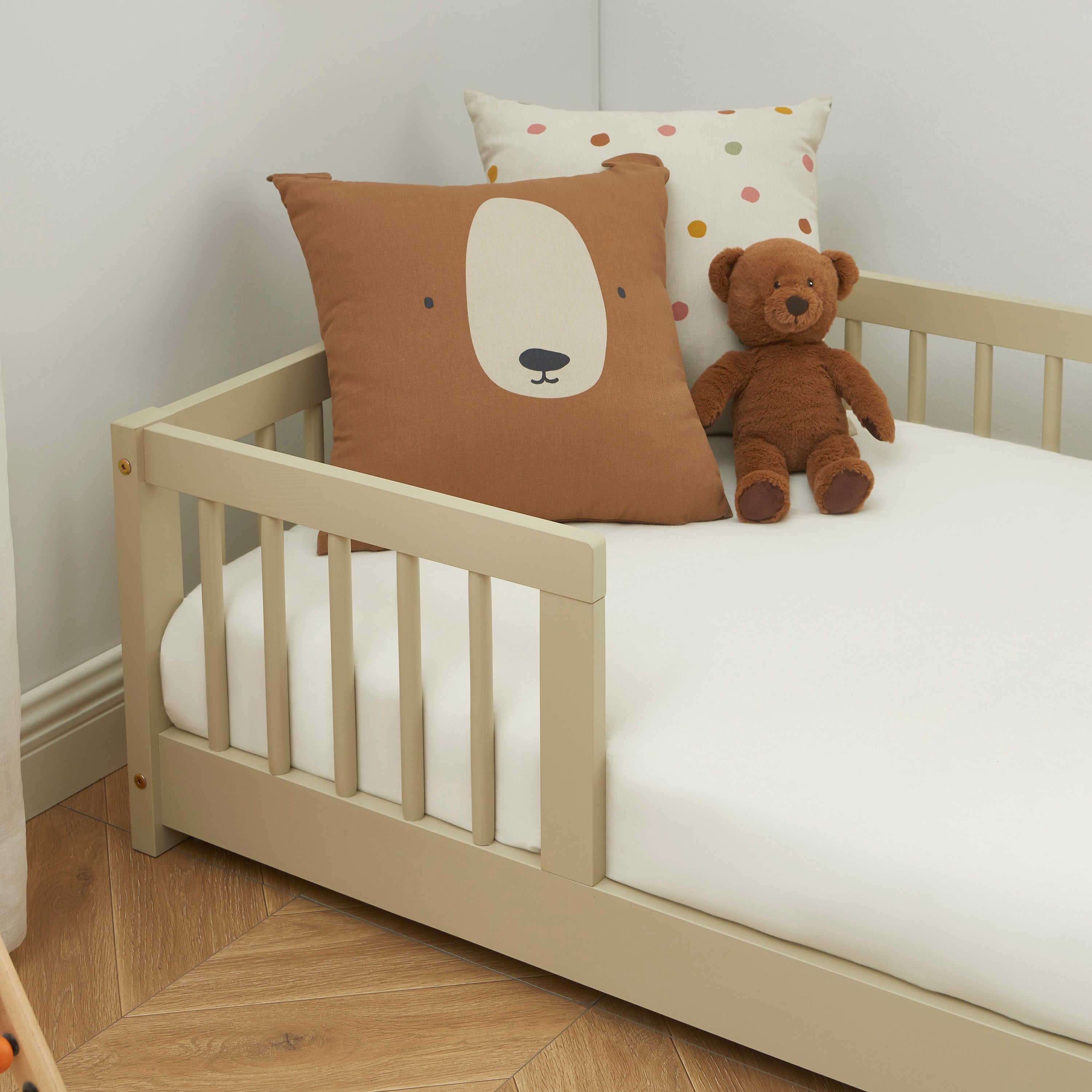 EDEN Kids Bed with Safety Rails 28" x 55"  - Beige