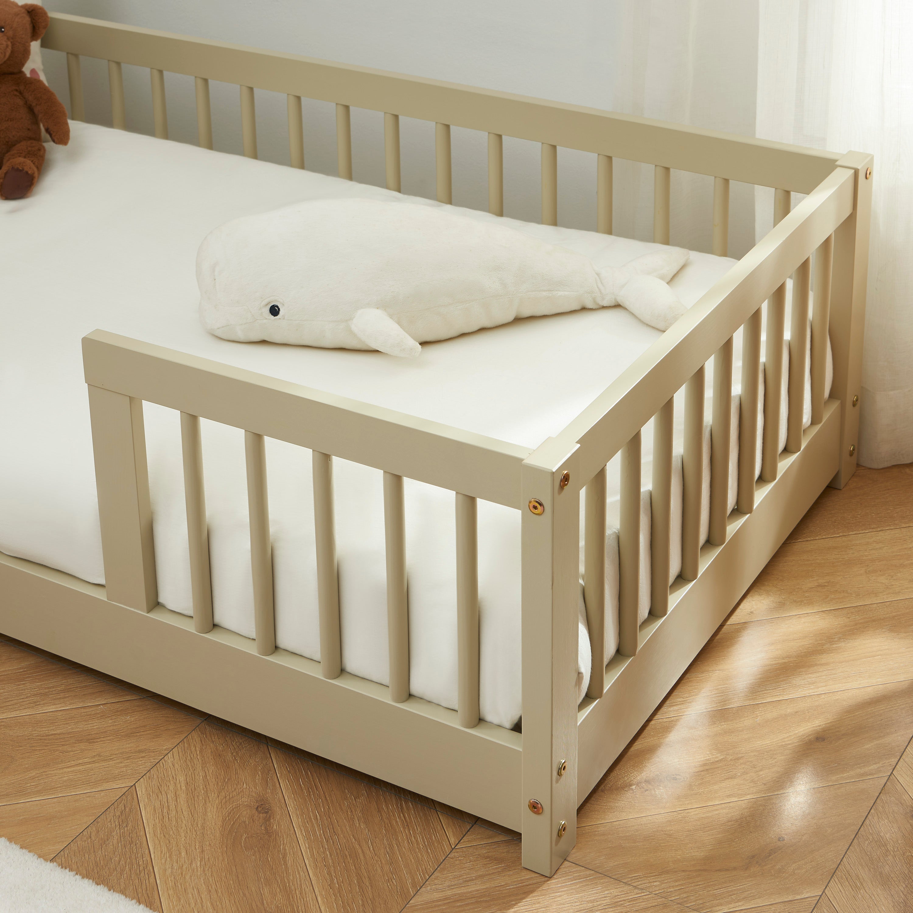 EDEN Kids Bed with Safety Rails 28" x 55" - Beige