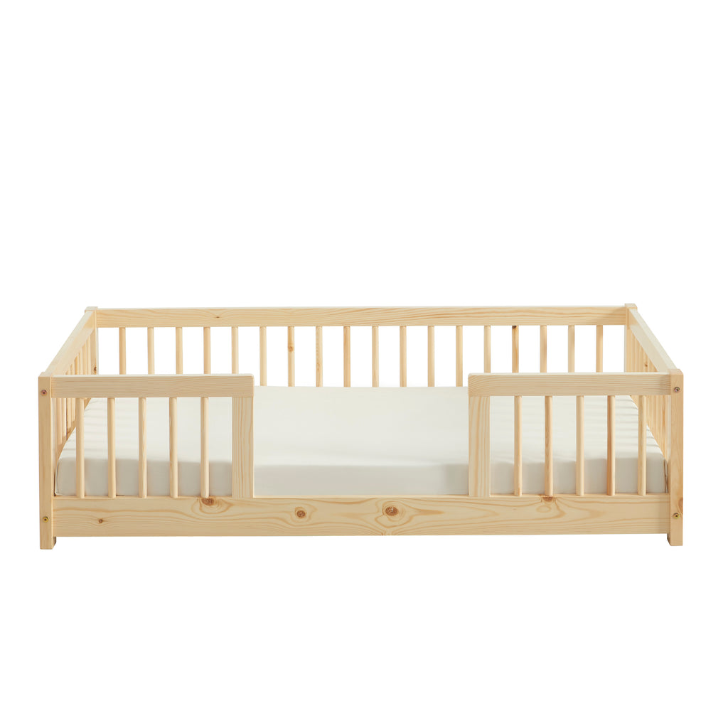 EDEN Kids Bed with Safety Rails 28" x 55"  - Light wood