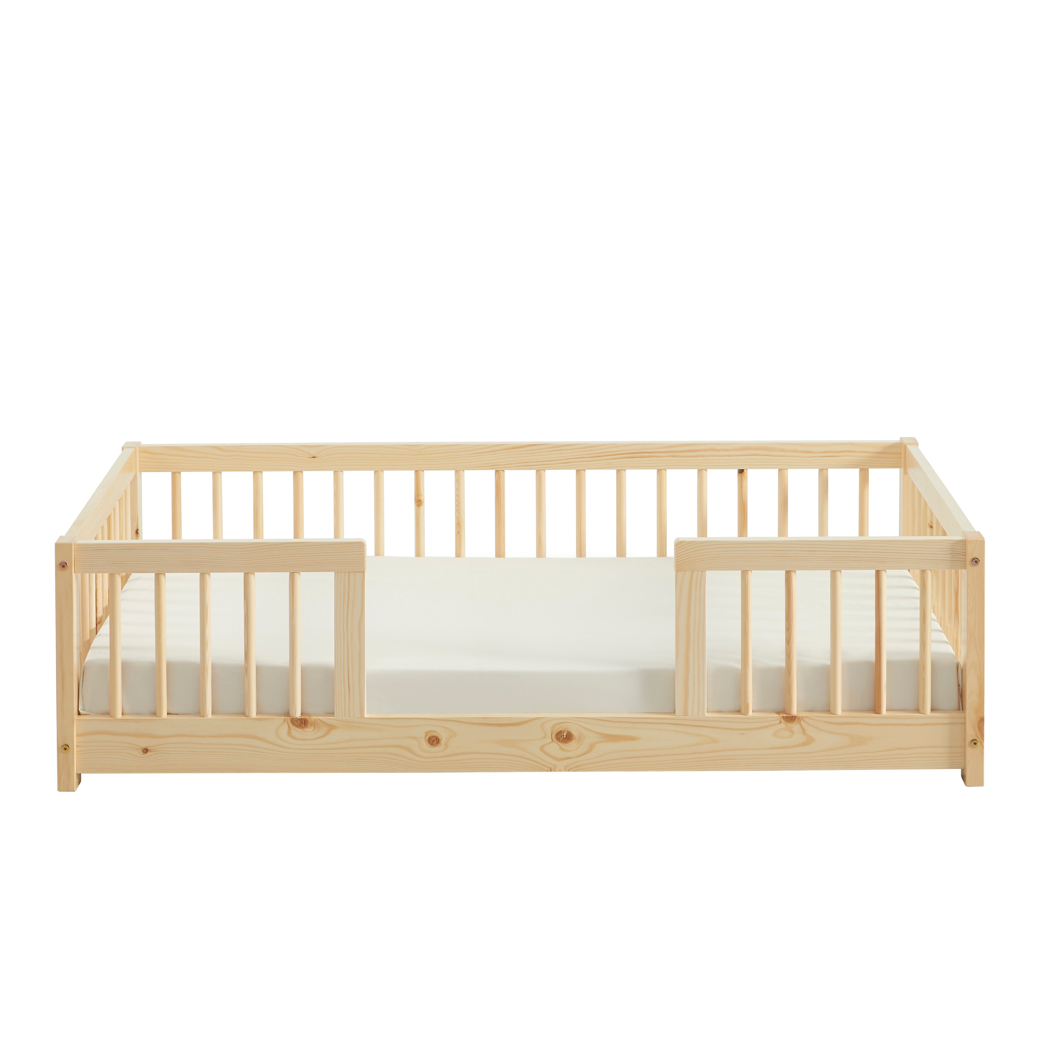 EDEN Kids Bed with Safety Rails 28" x 55"  - Light wood
