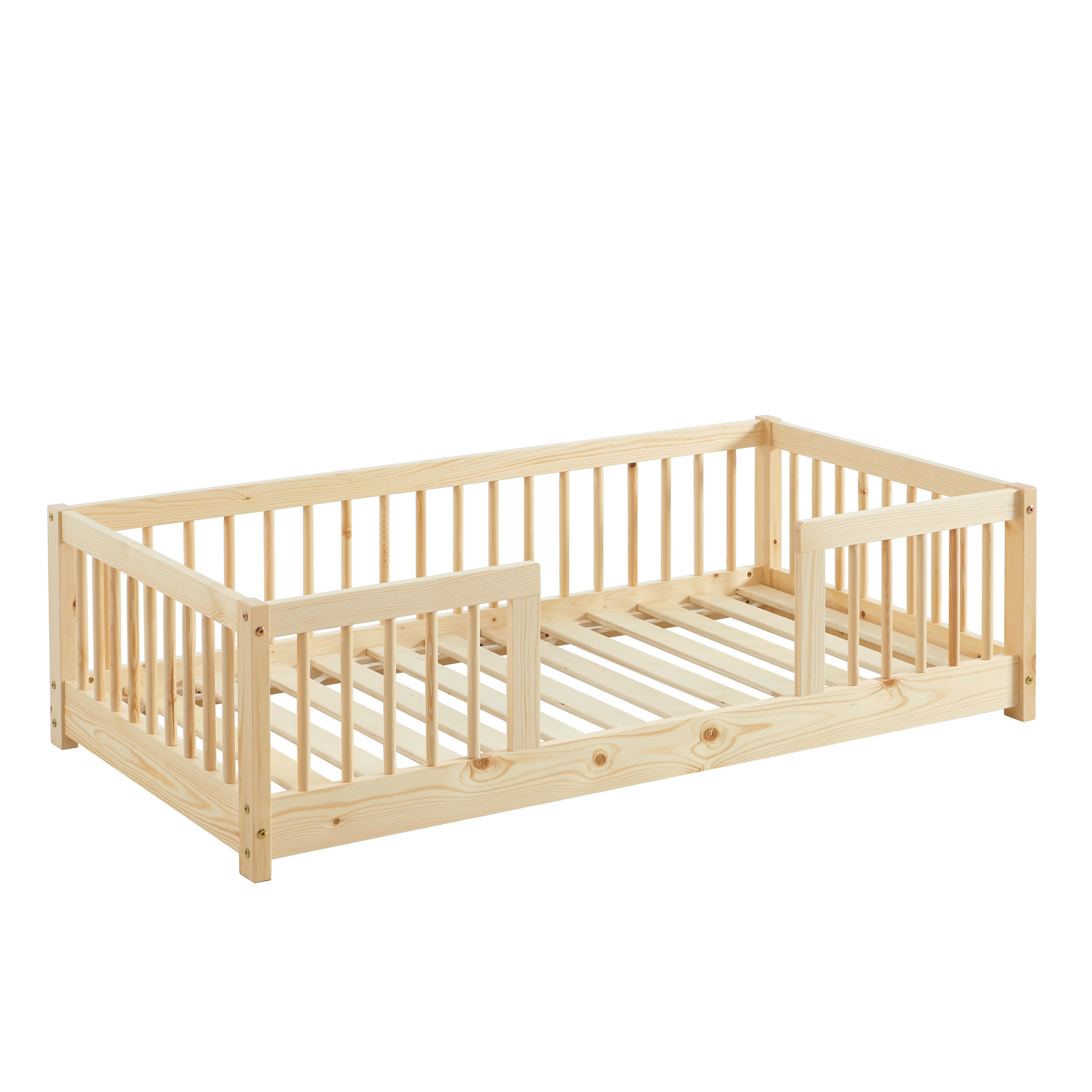EDEN Kids Bed with Safety Rails 28" x 55"  - Light wood