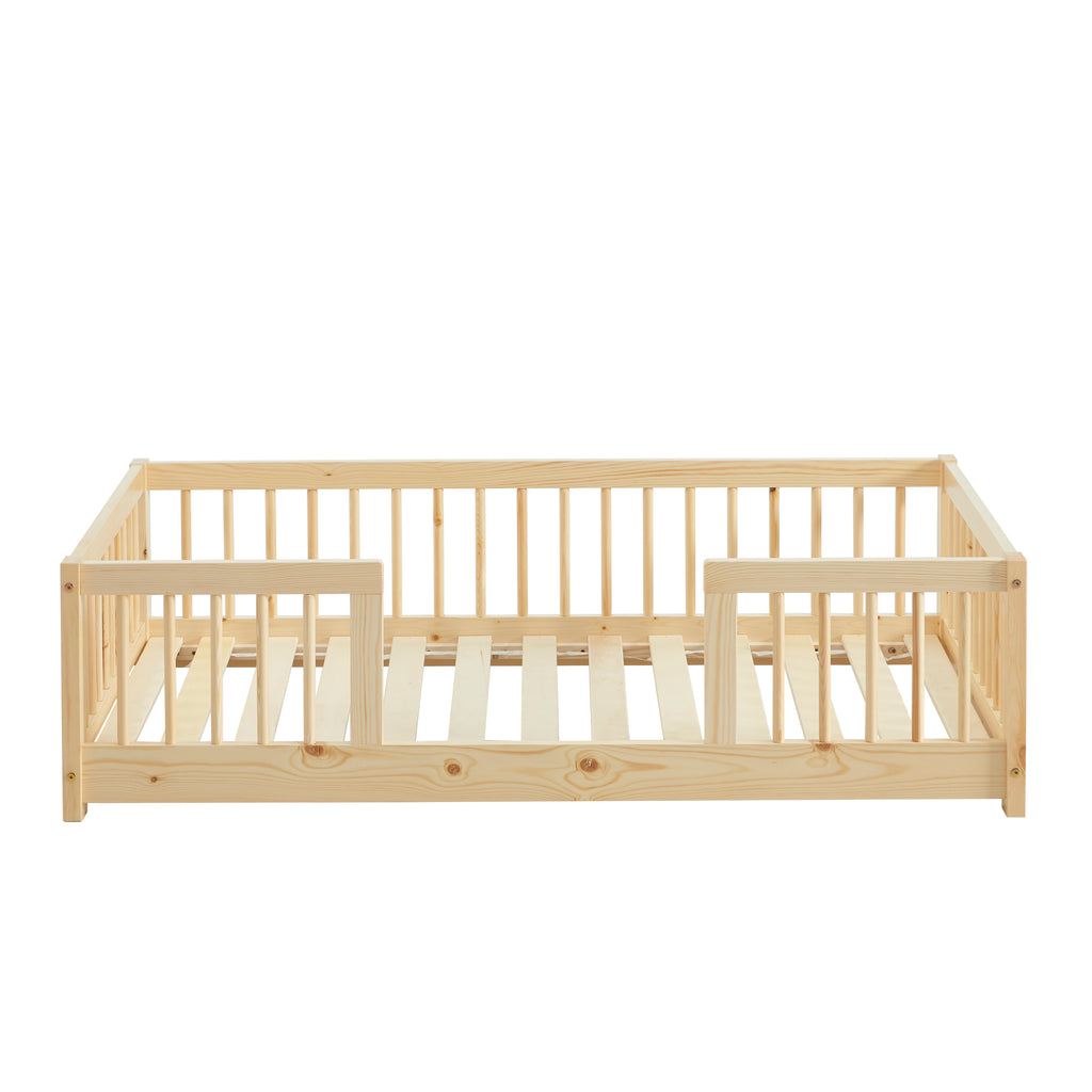 EDEN Kids Bed with Safety Rails 28" x 55"  - Light wood