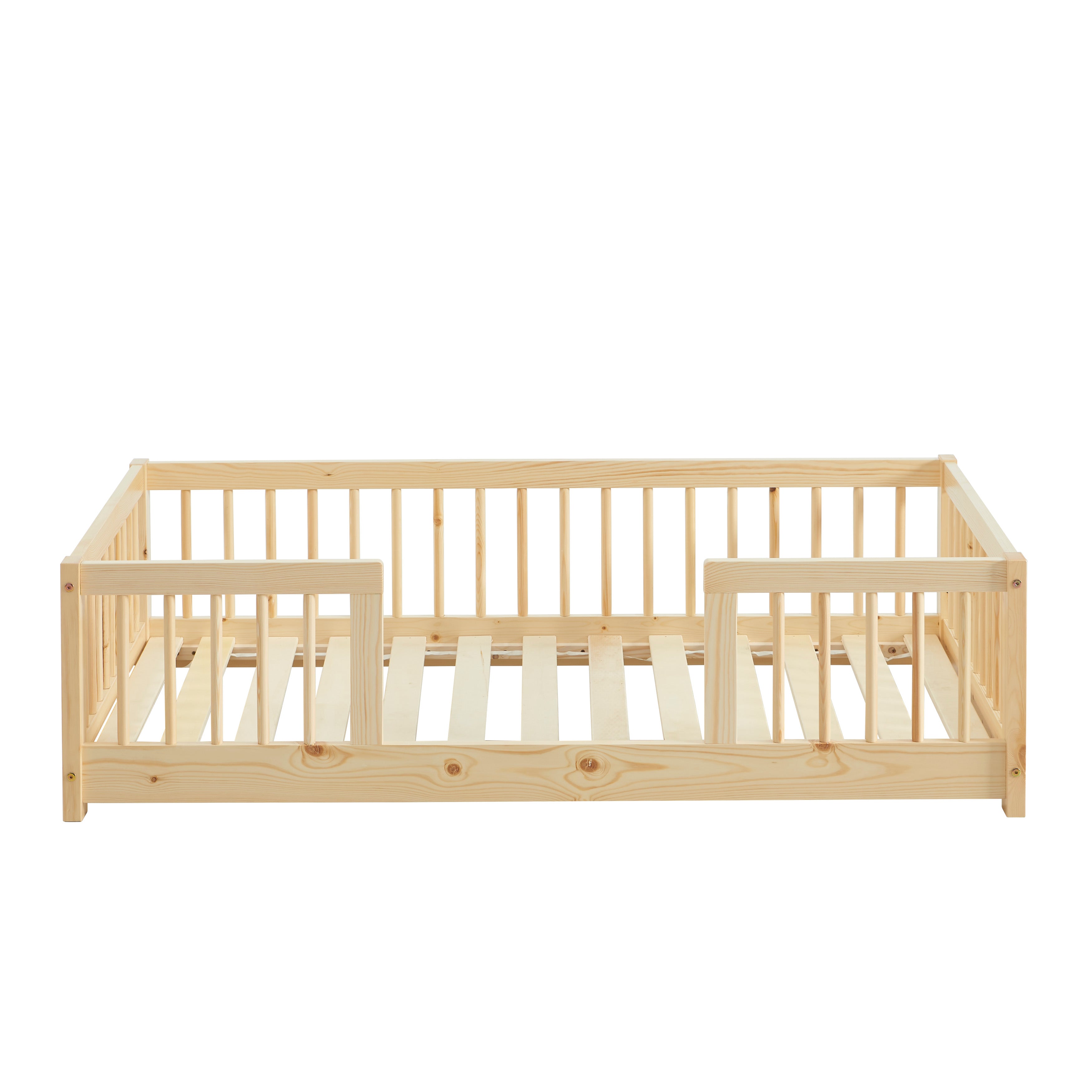 EDEN Kids Bed with Safety Rails 28" x 55"  - Light wood