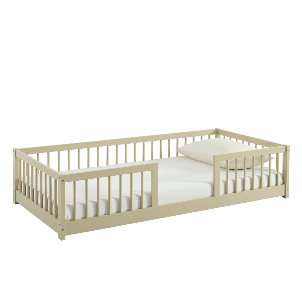 EDEN Kids Bed with Safety Rails 35" x 75" - Beige