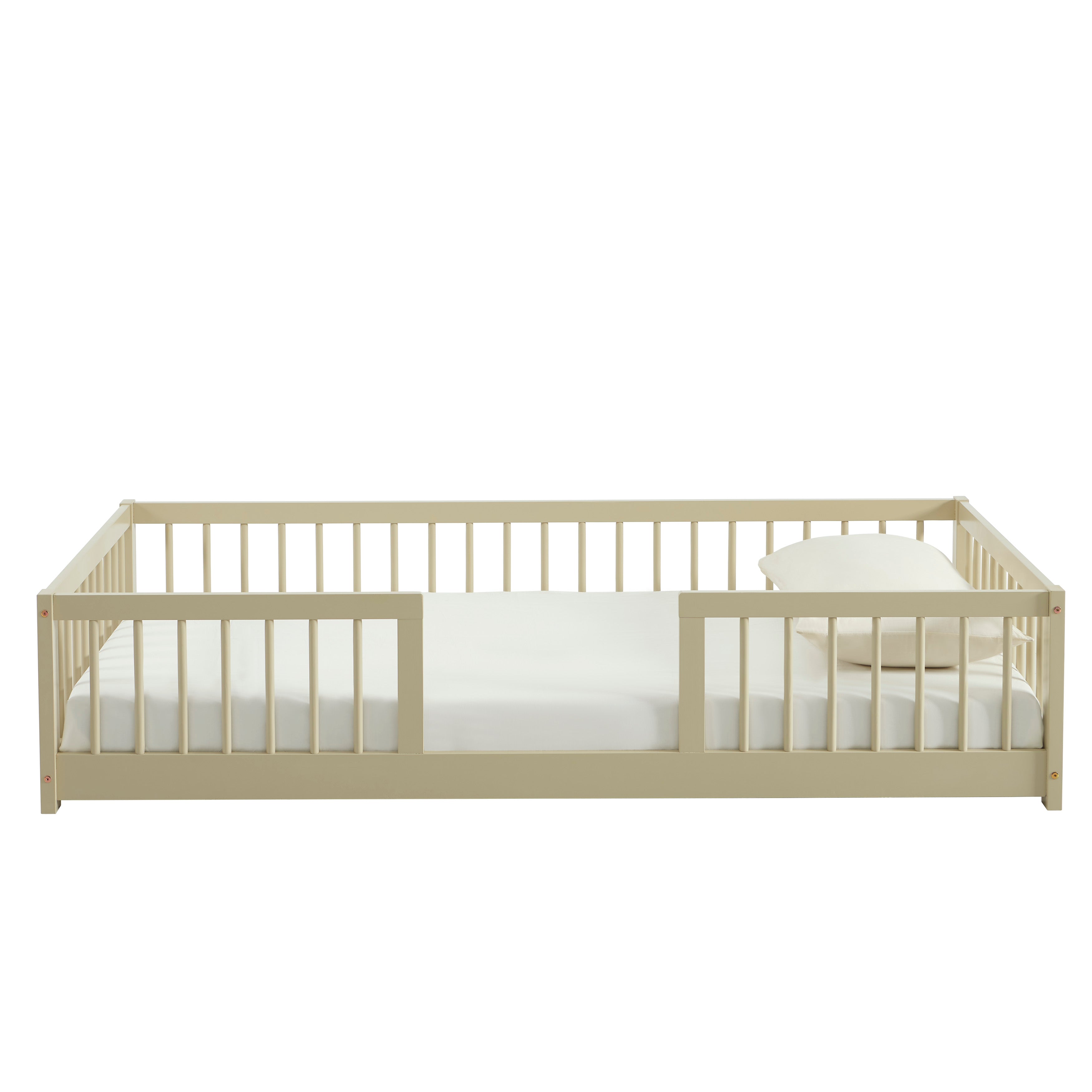 EDEN Kids Bed with Safety Rails 35" x 75" - Beige