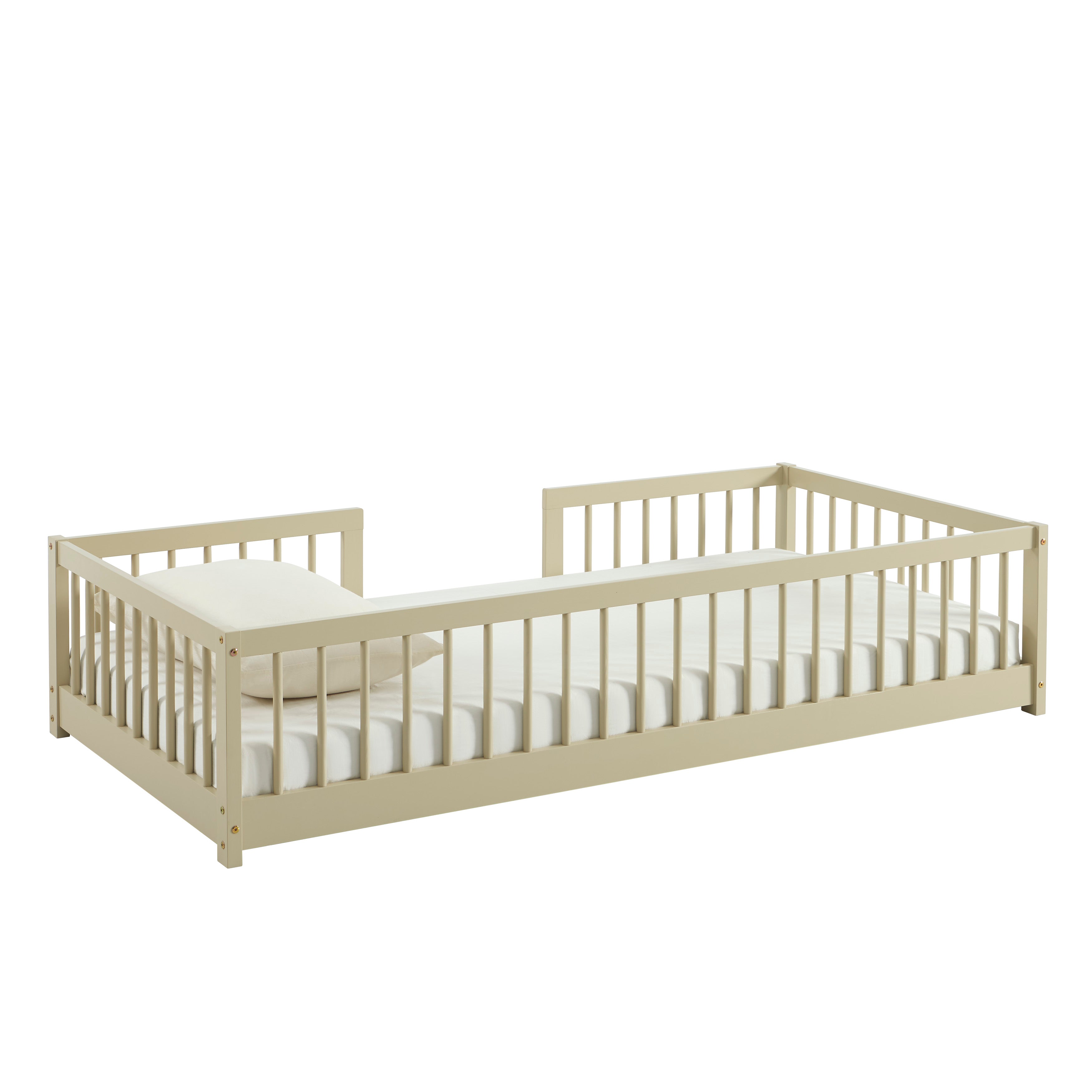 EDEN Kids Bed with Safety Rails 35" x 75" - Beige