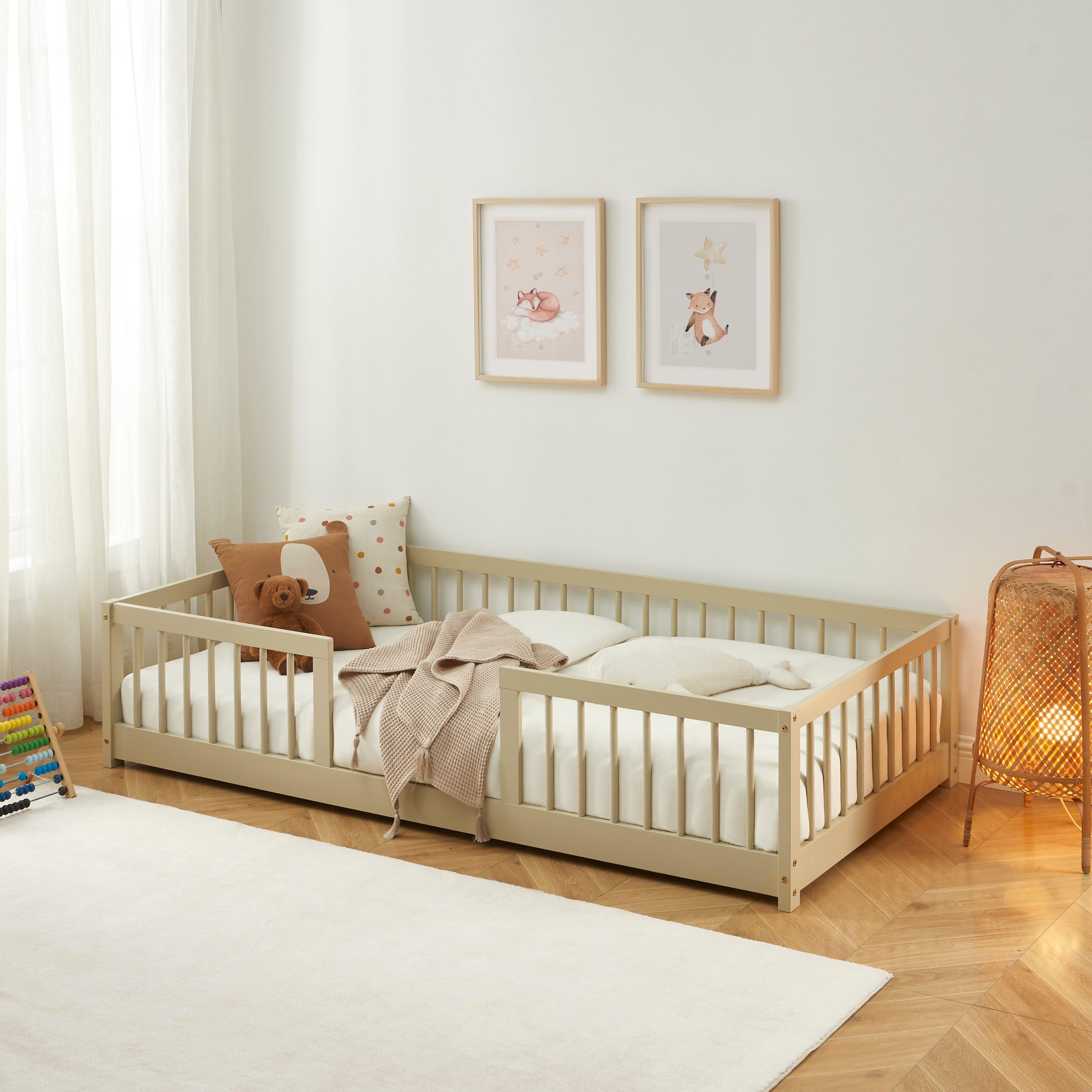 EDEN Kids Bed with Safety Rails 35" x 75" - Beige