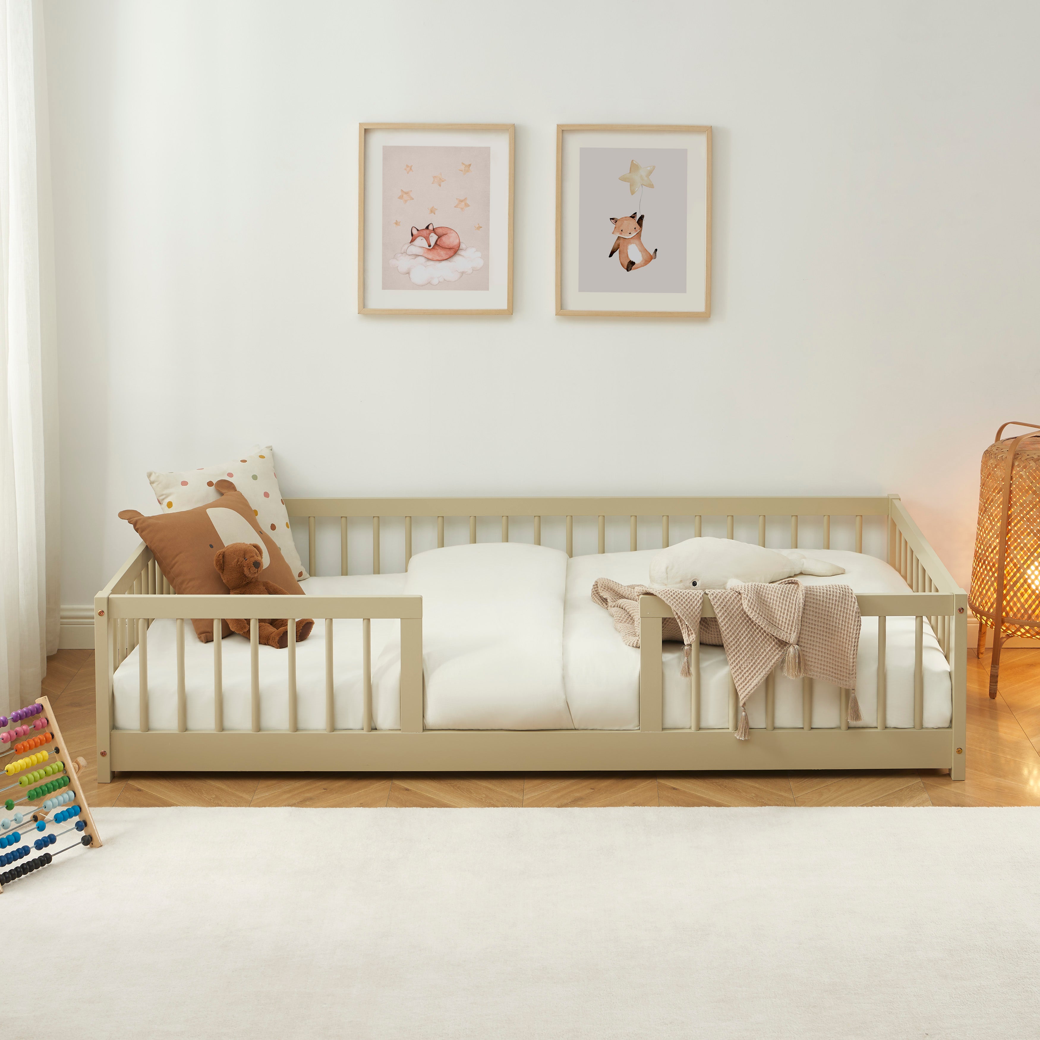 EDEN Kids Bed with Safety Rails 35" x 75" - Beige