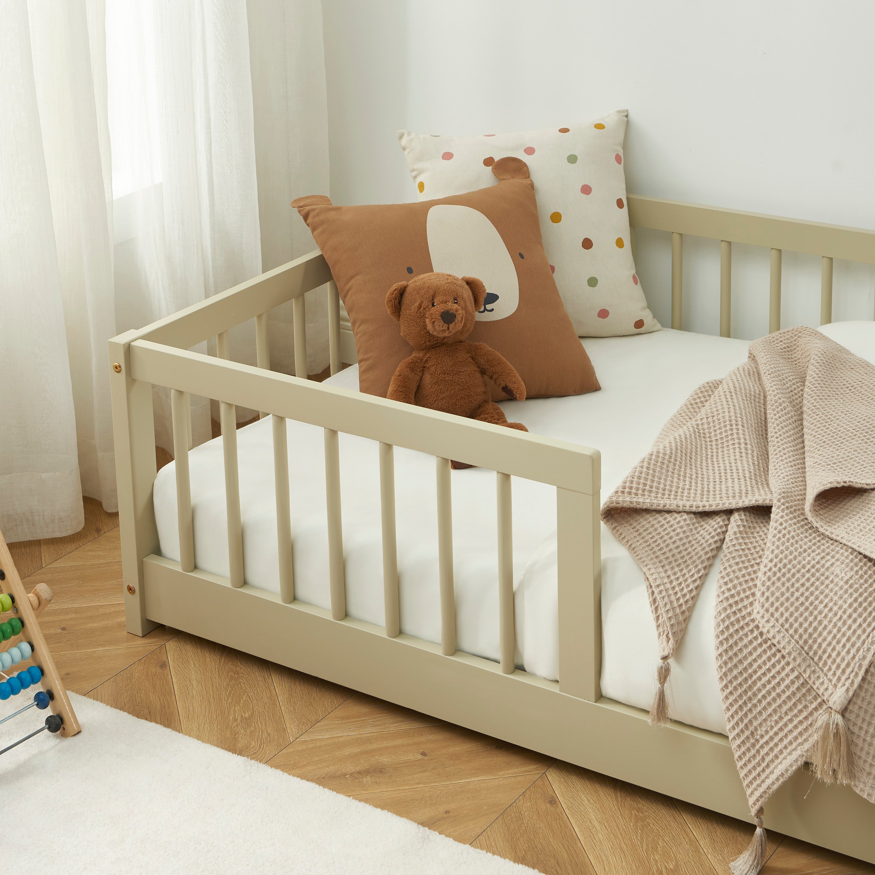 EDEN Kids Bed with Safety Rails 35" x 75" - Beige