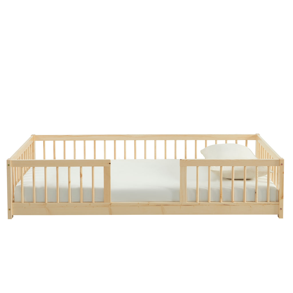EDEN Kids Bed with Safety Rails 35" x 75" - Light wood
