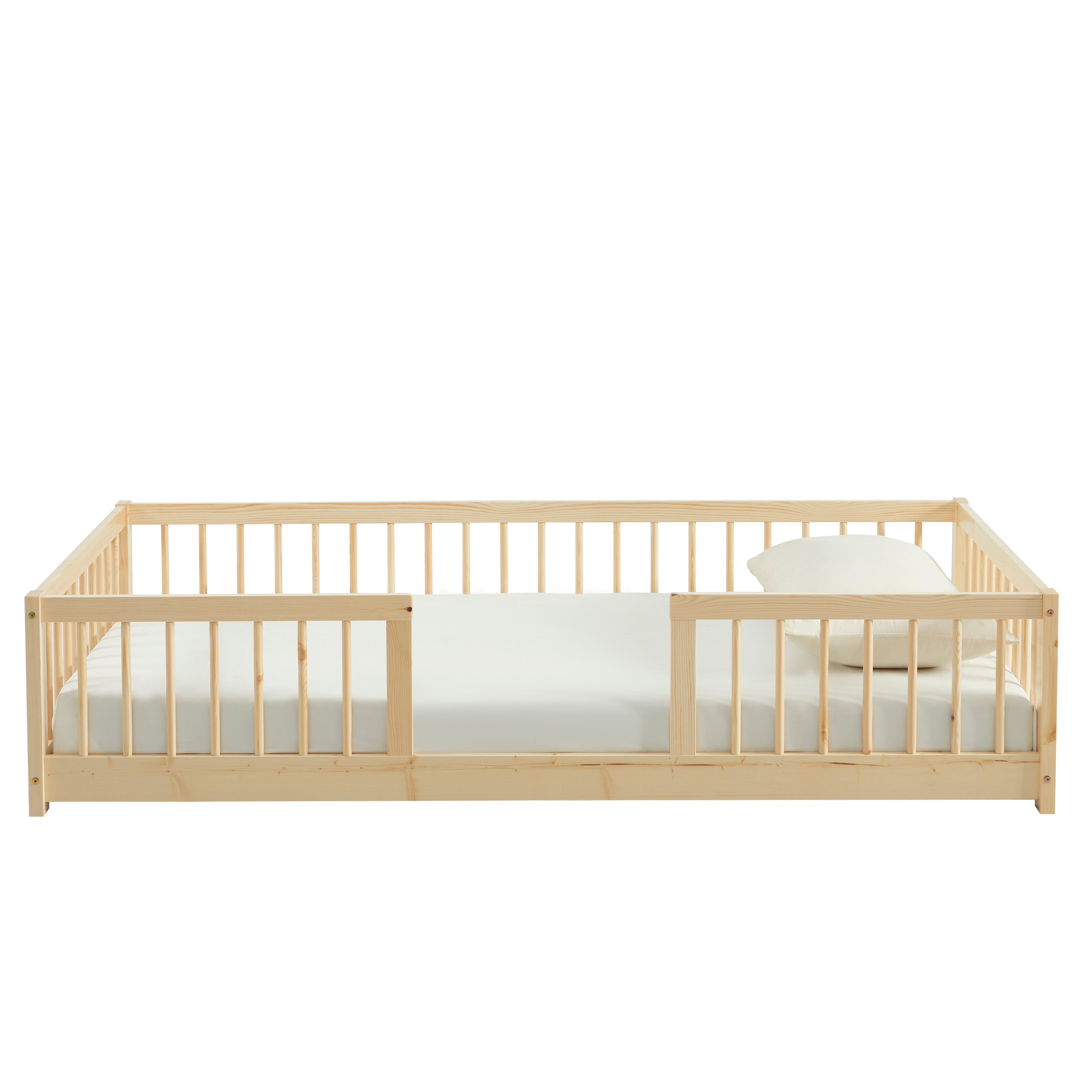 EDEN Kids Bed with Safety Rails 35" x 75" - Light wood