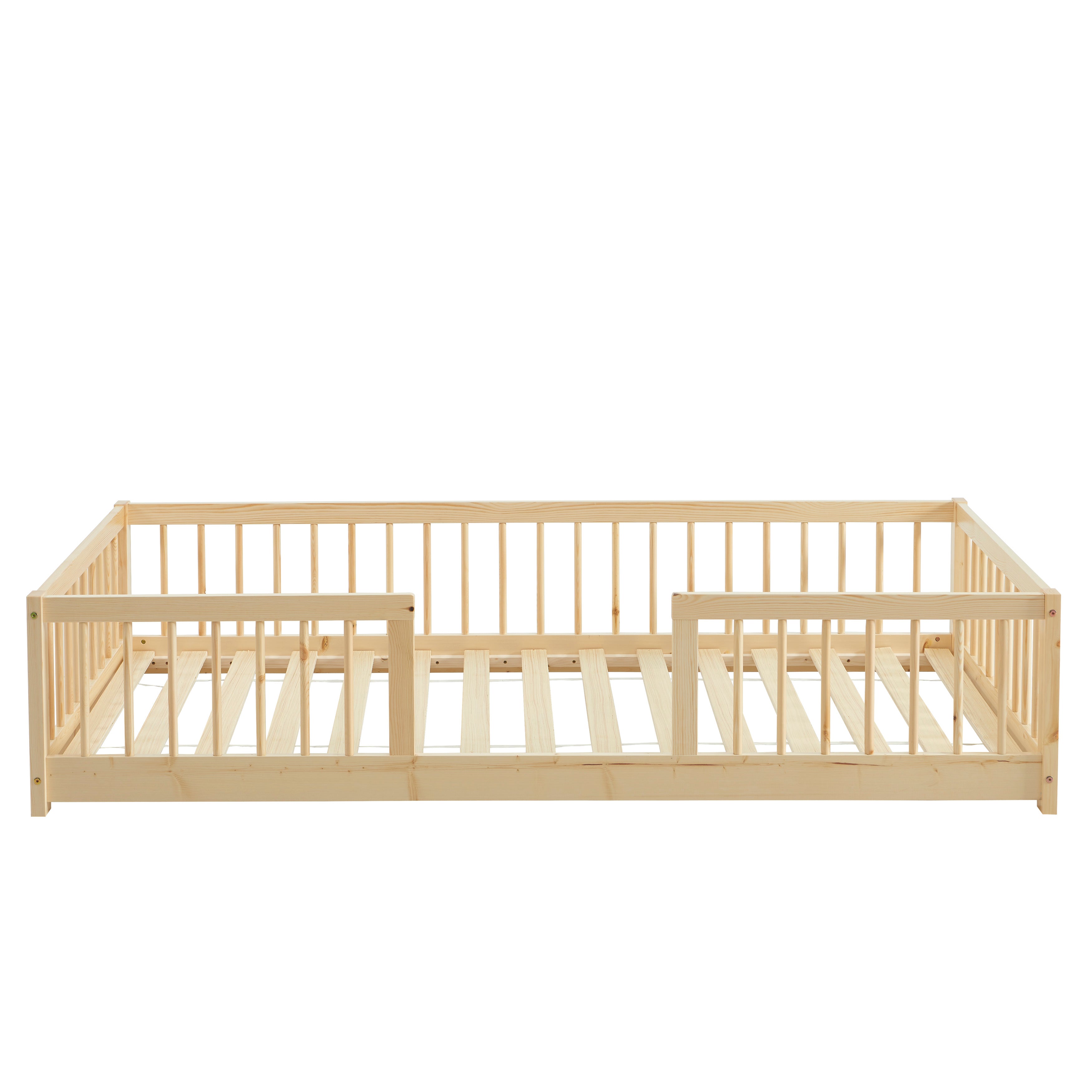 EDEN Kids Bed with Safety Rails 35" x 75" - Light wood