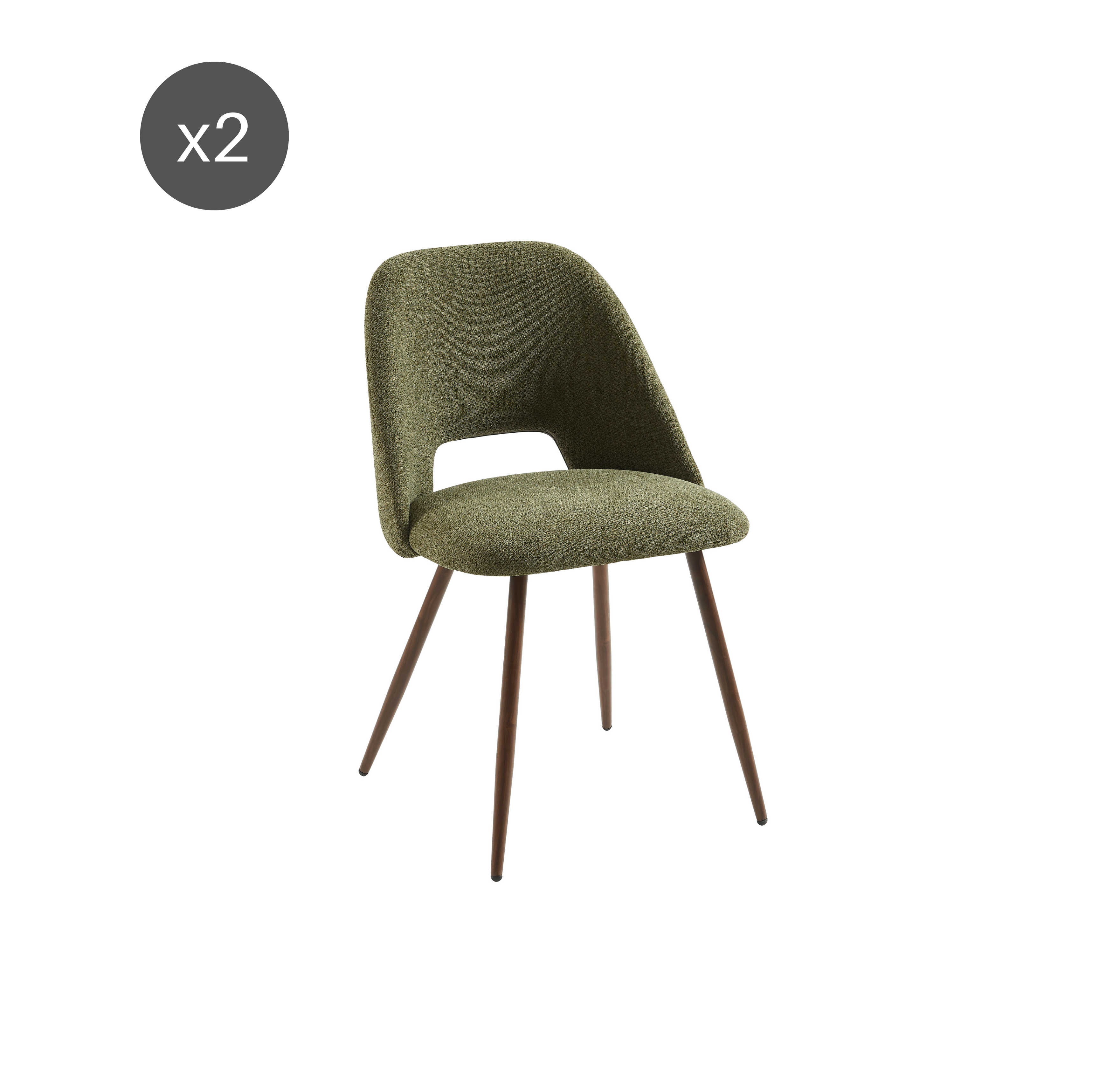 ELISABETH Set of 2 Upholstered Dining Chairs - Green