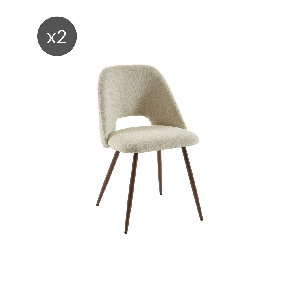 ELISABETH Set of 2 Upholstered Dining Chairs - Beige
