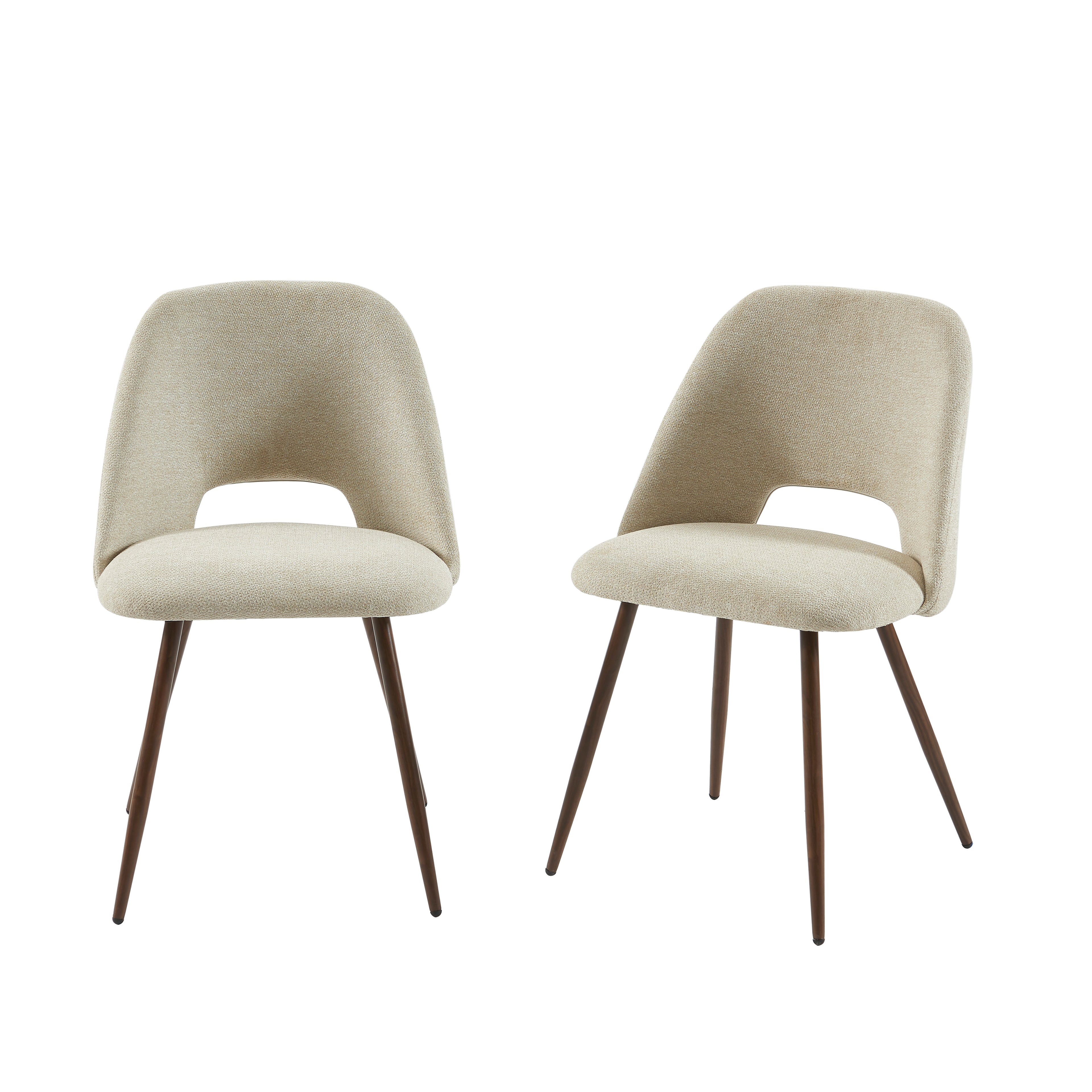 ELISABETH Set of 2 Upholstered Dining Chairs - Beige
