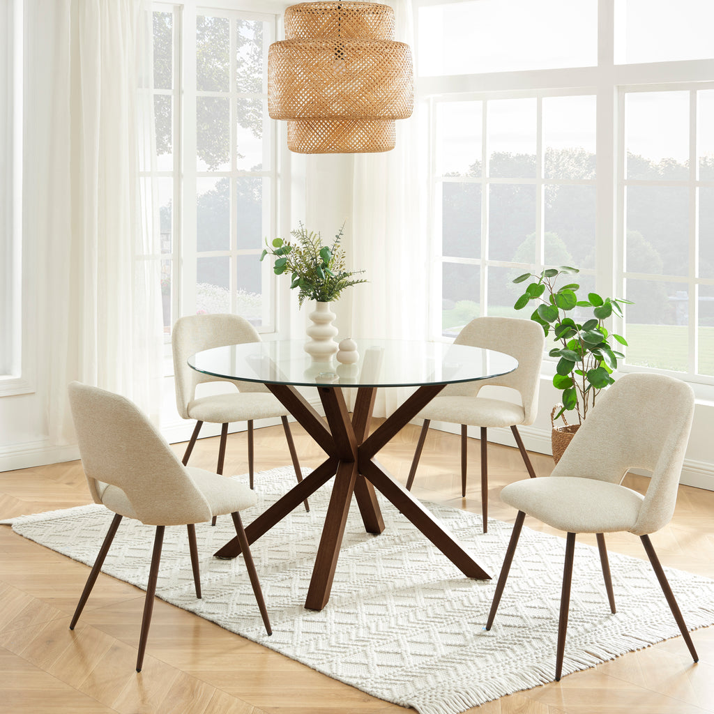 ELISABETH Set of 2 Upholstered Dining Chairs - Beige