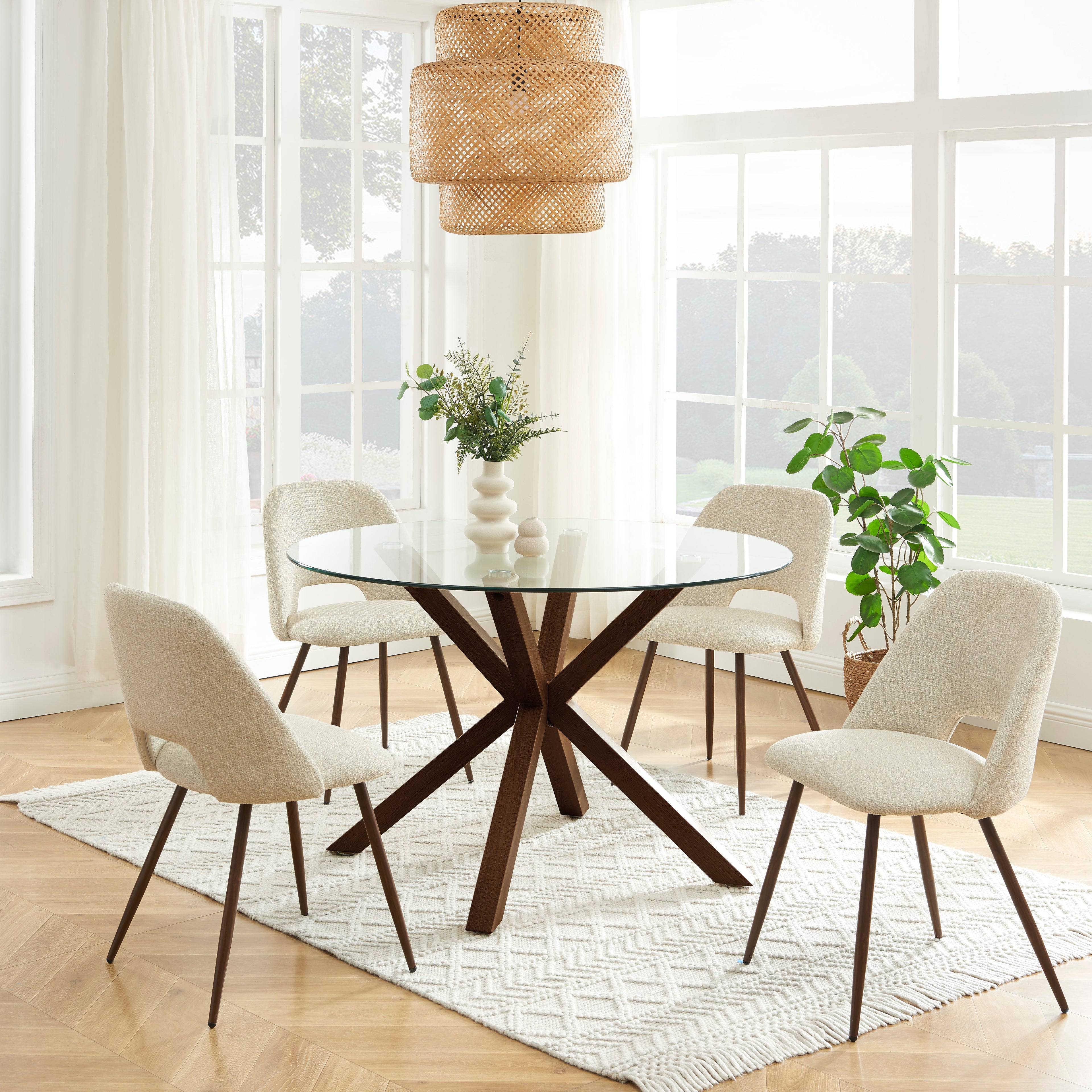 ELISABETH Set of 2 Upholstered Dining Chairs - Beige