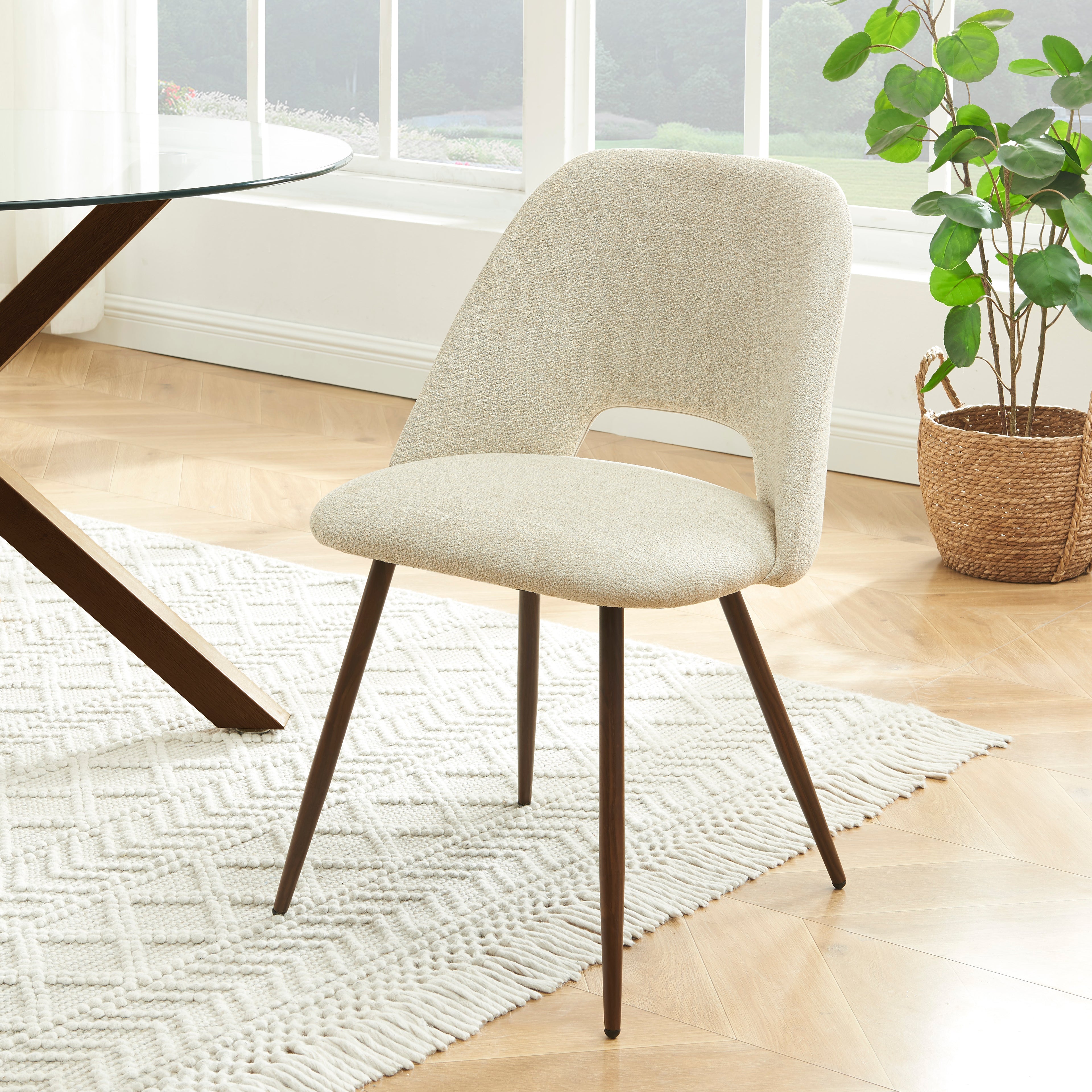 ELISABETH Set of 2 Upholstered Dining Chairs - Beige