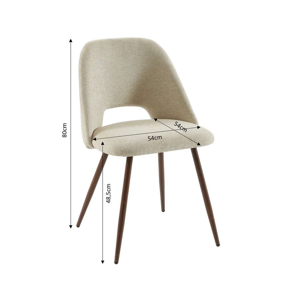 ELISABETH Set of 2 Upholstered Dining Chairs - Beige