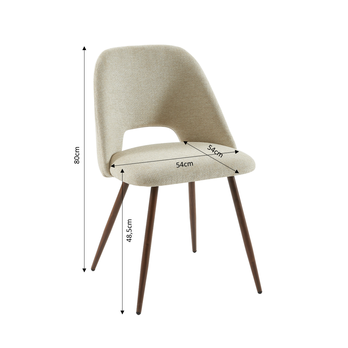 ELISABETH Set of 2 Upholstered Dining Chairs - Beige