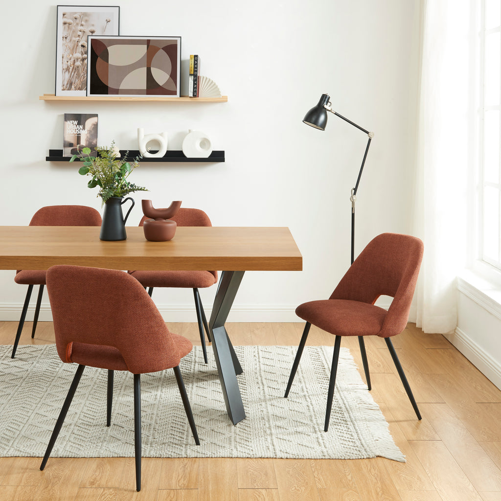ELISABETH Set of 2 Upholstered Dining Chairs - Terracotta