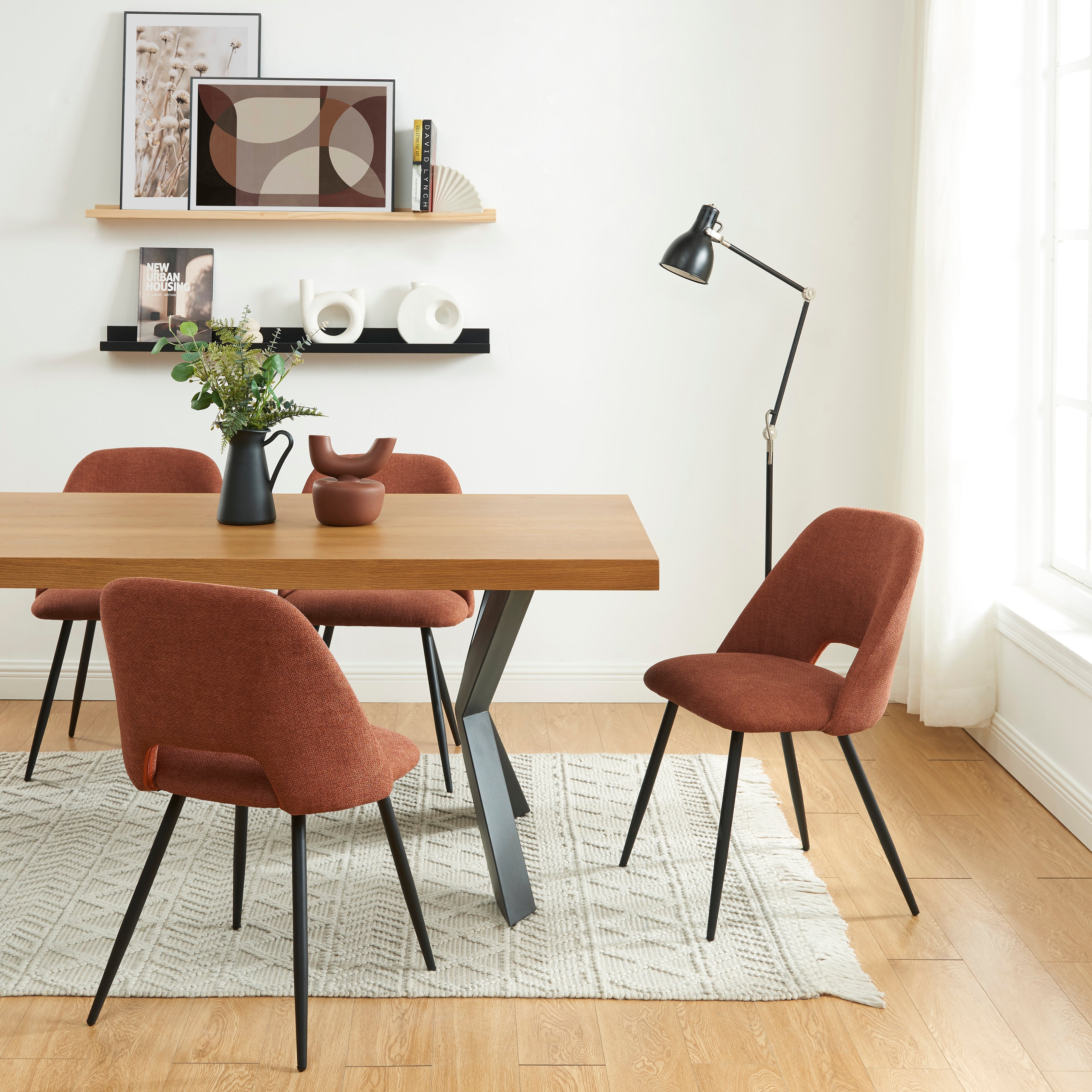 ELISABETH Set of 2 Upholstered Dining Chairs - Terracotta